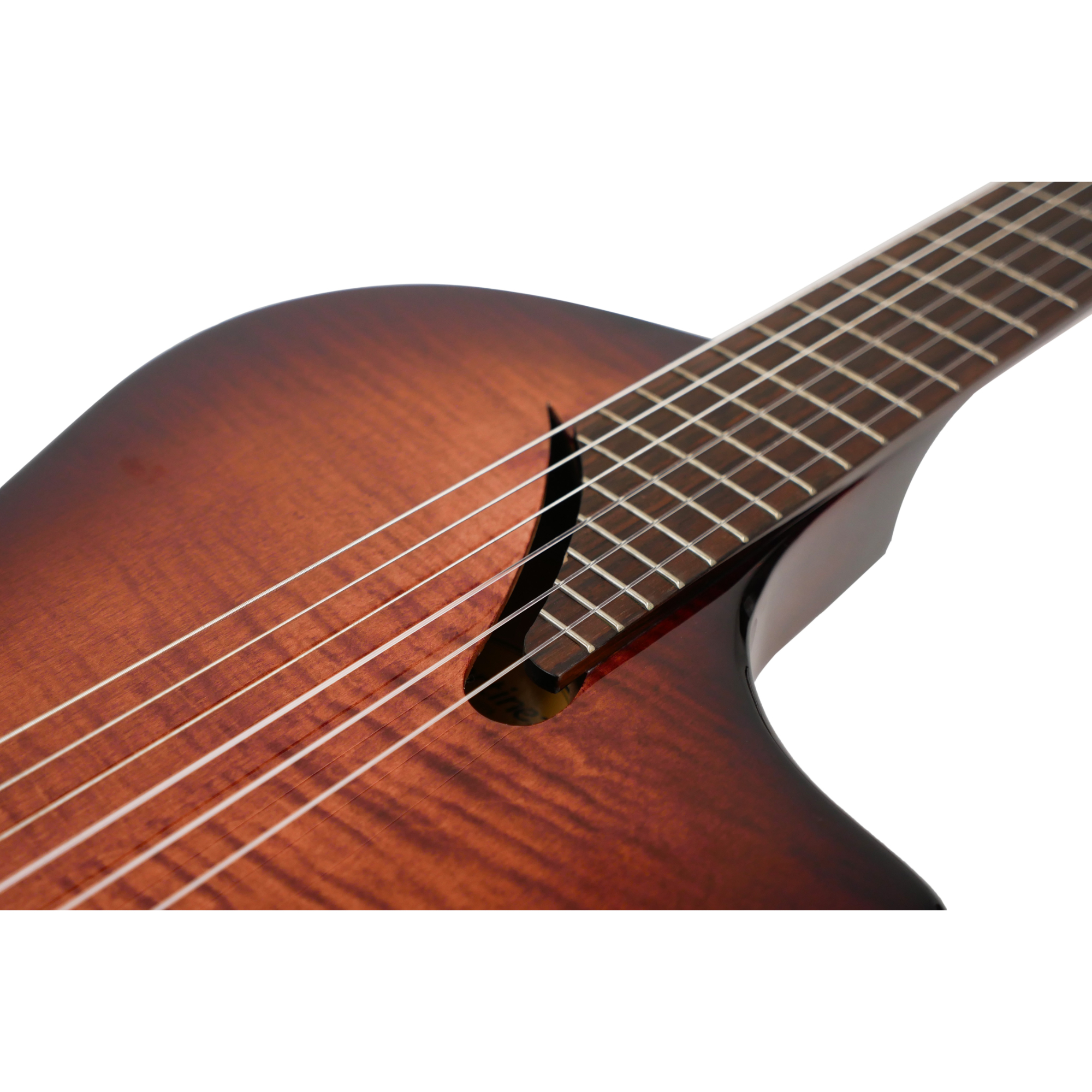 MARTINEZ Hispania Cognac with EQ all solid flame top modern semi-acoustic classical guitar with effects