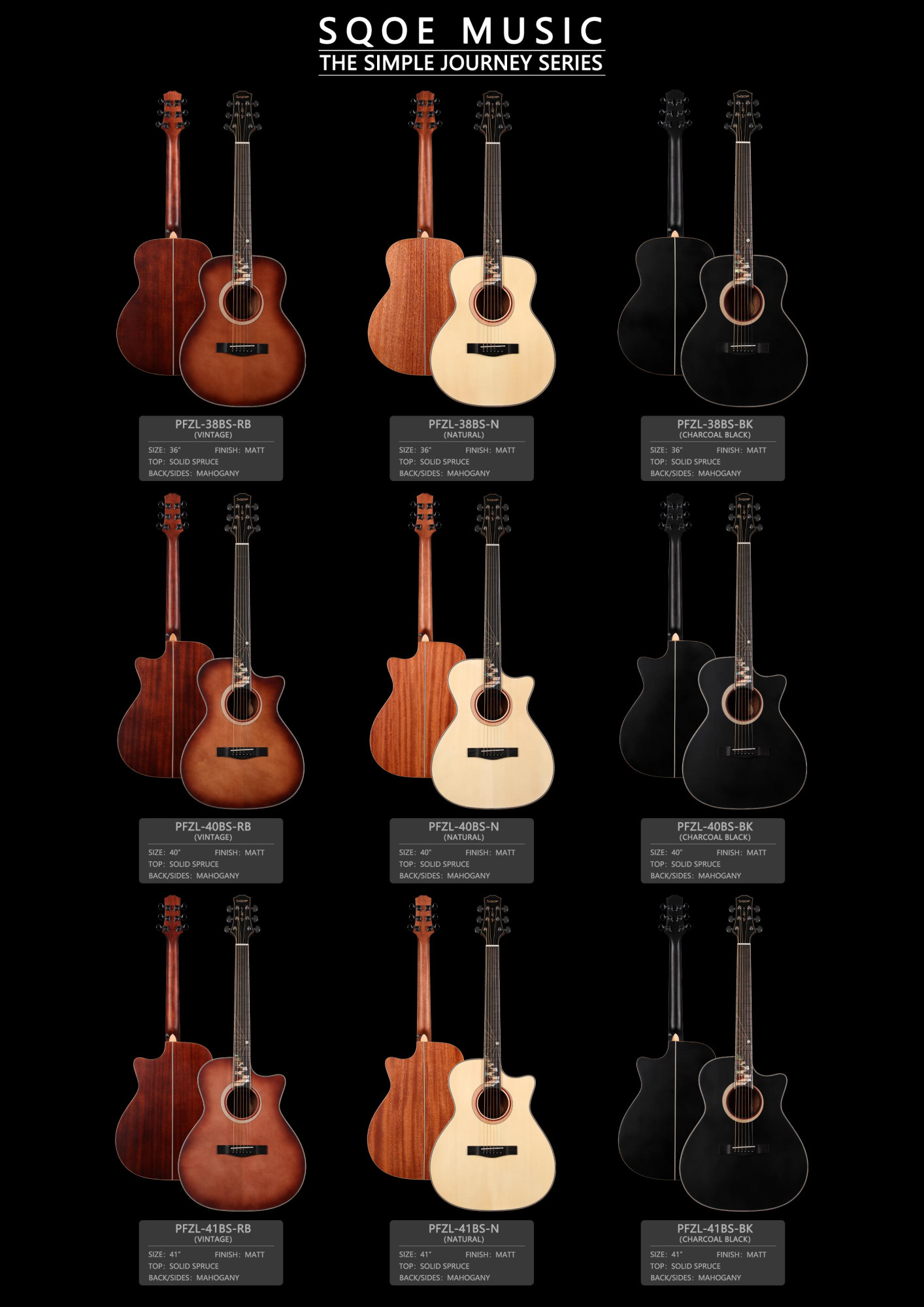 SQOE PFZL-38BS Natural spec card - Simple Journey Series line-up