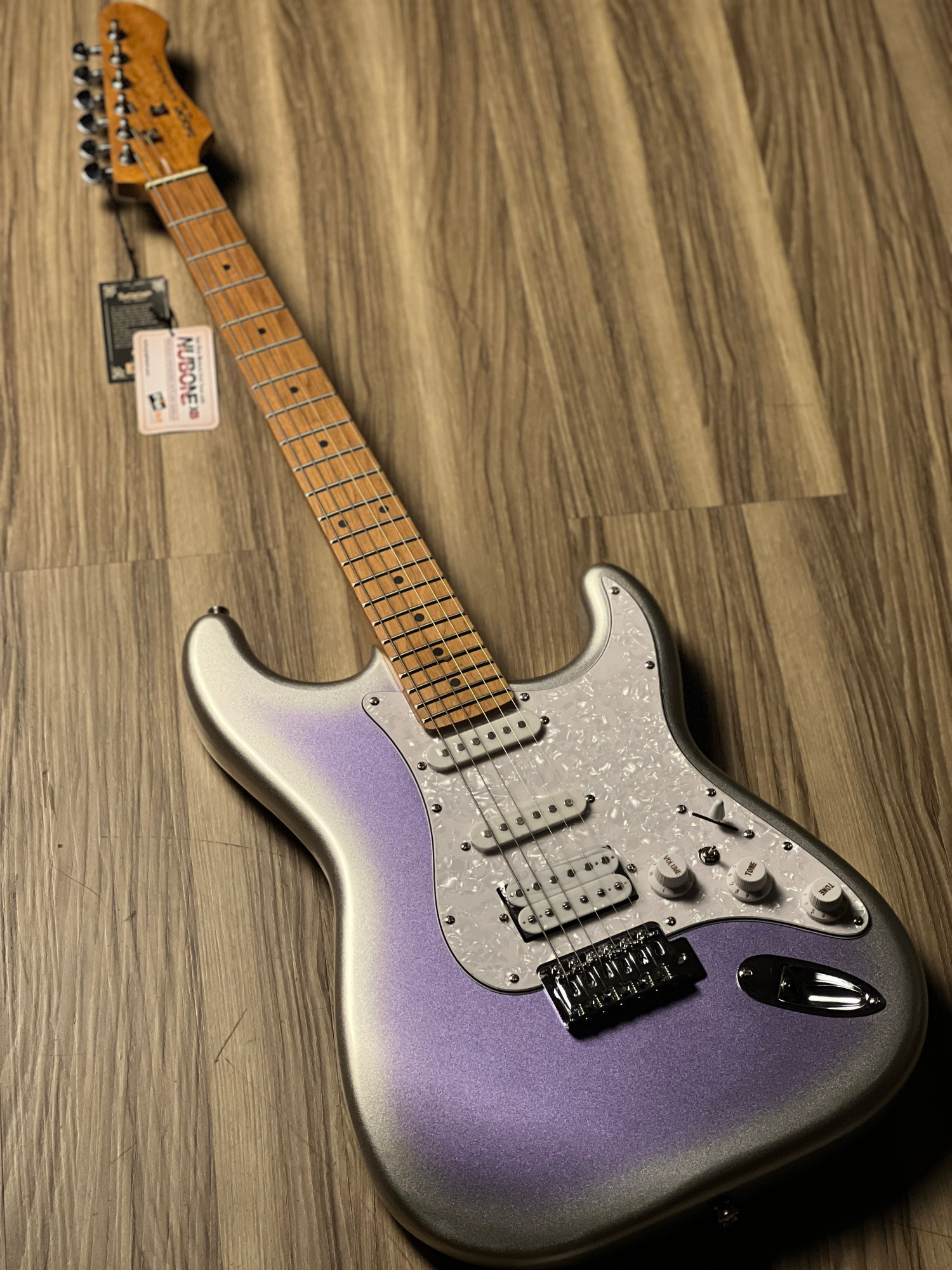 SQOE SEST610 Ice Flower Purple Ice Flower Purple body HSS pickups and vintage tremolo