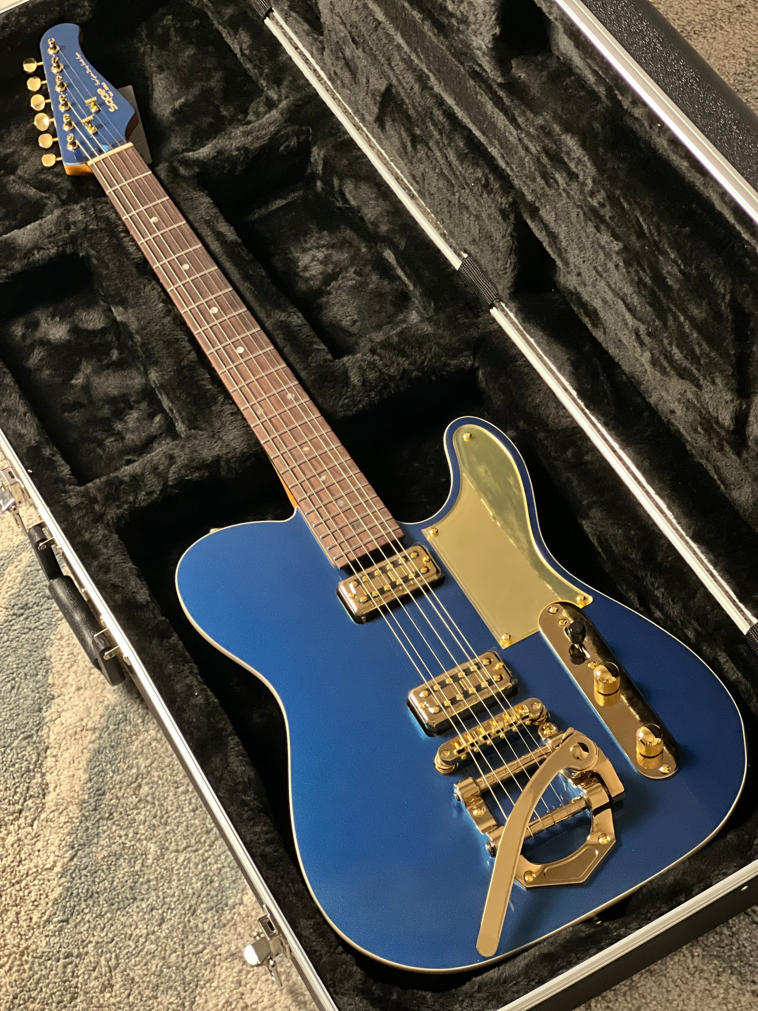 SQOE SETL1000FR Premium Custom Series Tele-Style Electric Guitar - Deep Sea Blue