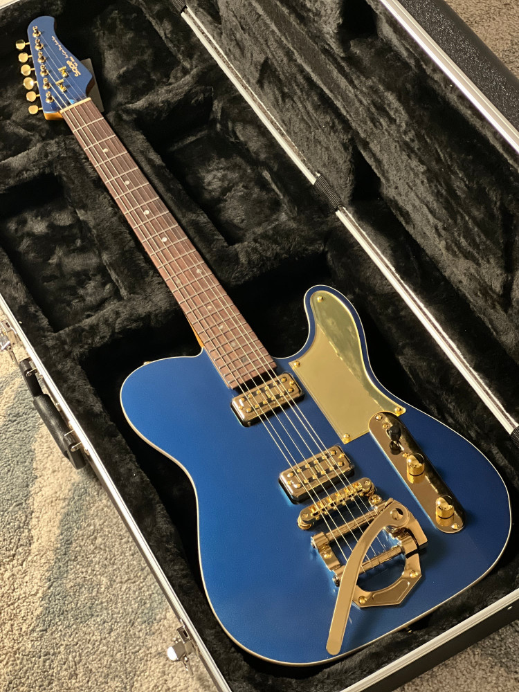 Image of SQOE SETL1000FR Premium Custom Series Tele-Style Electric Guitar - Deep Sea Blue