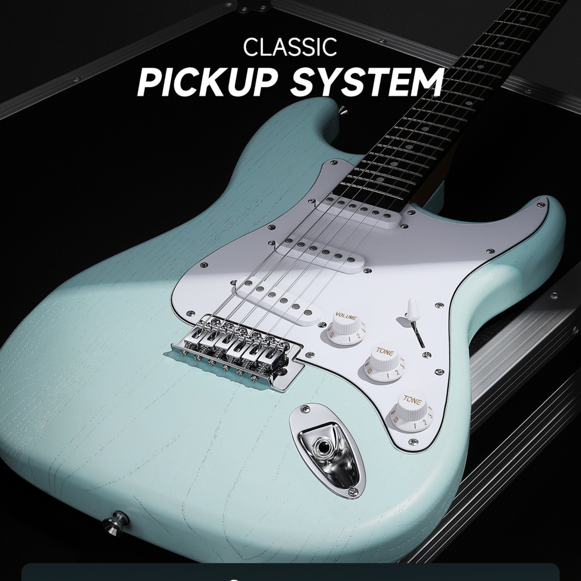 DONNER DST-80 Surf green Electric Guitar 39 Beginner Electric Guitar Kit with Amp Classic SSS Pickup Complete with Gig Bag Tuner Capo Strap Picks