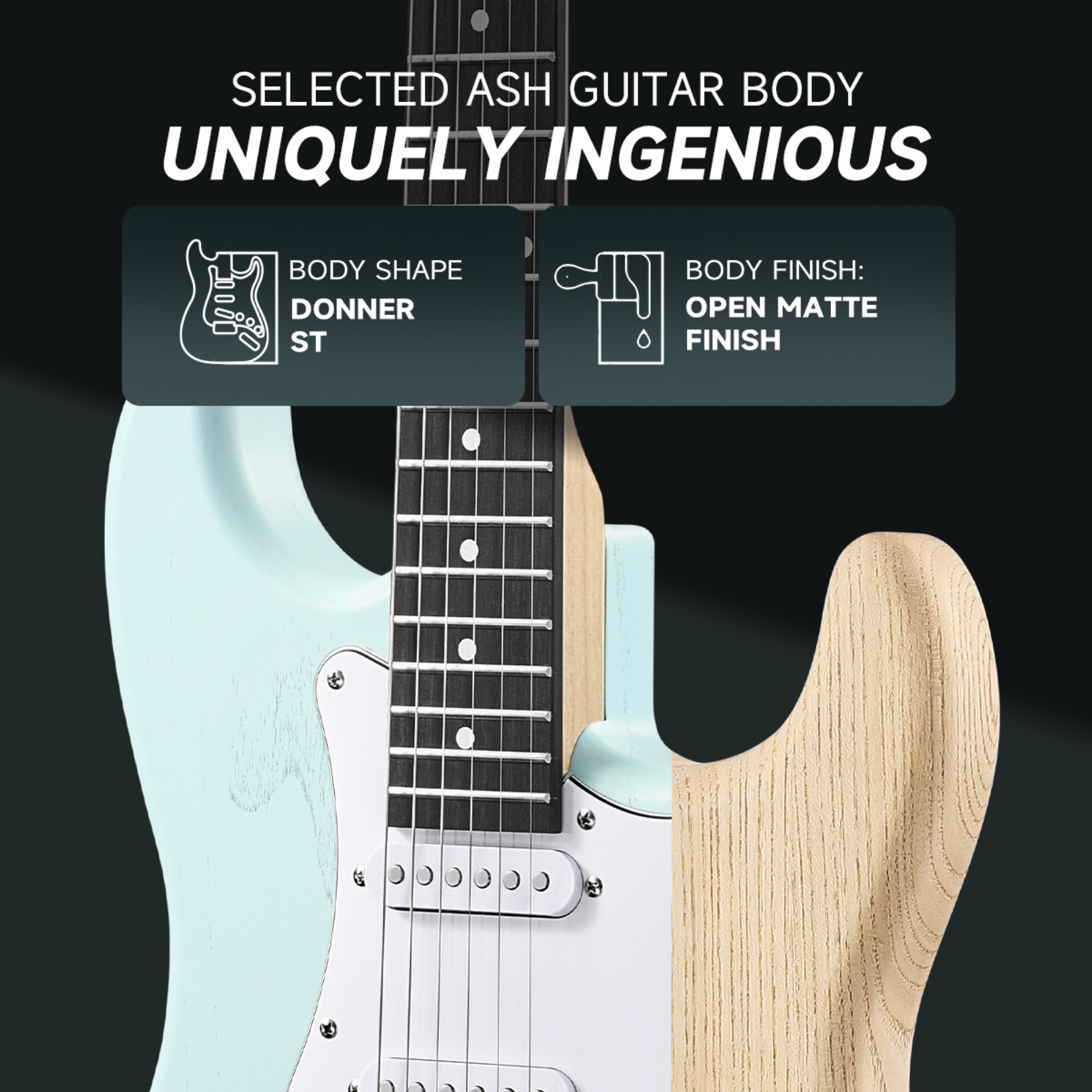 DONNER DST-80 Surf green Electric Guitar 39 Beginner Electric Guitar Kit with Amp Classic SSS Pickup Complete with Gig Bag Tuner Capo Strap Picks