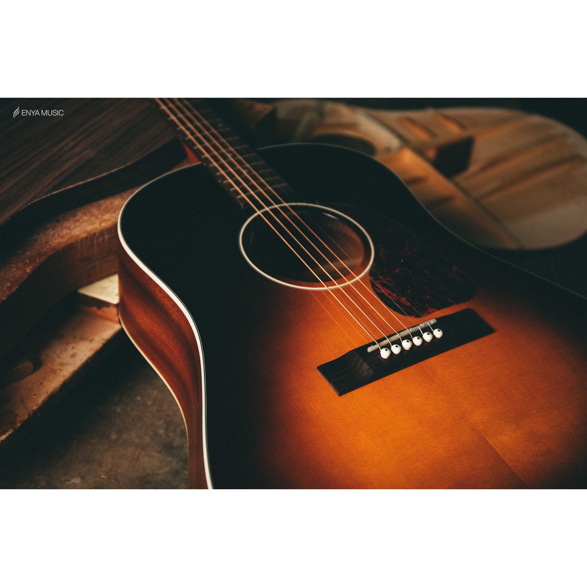Enya T05J Semi-Acoustic Guitar- Sunburst with Hardcase vintage series