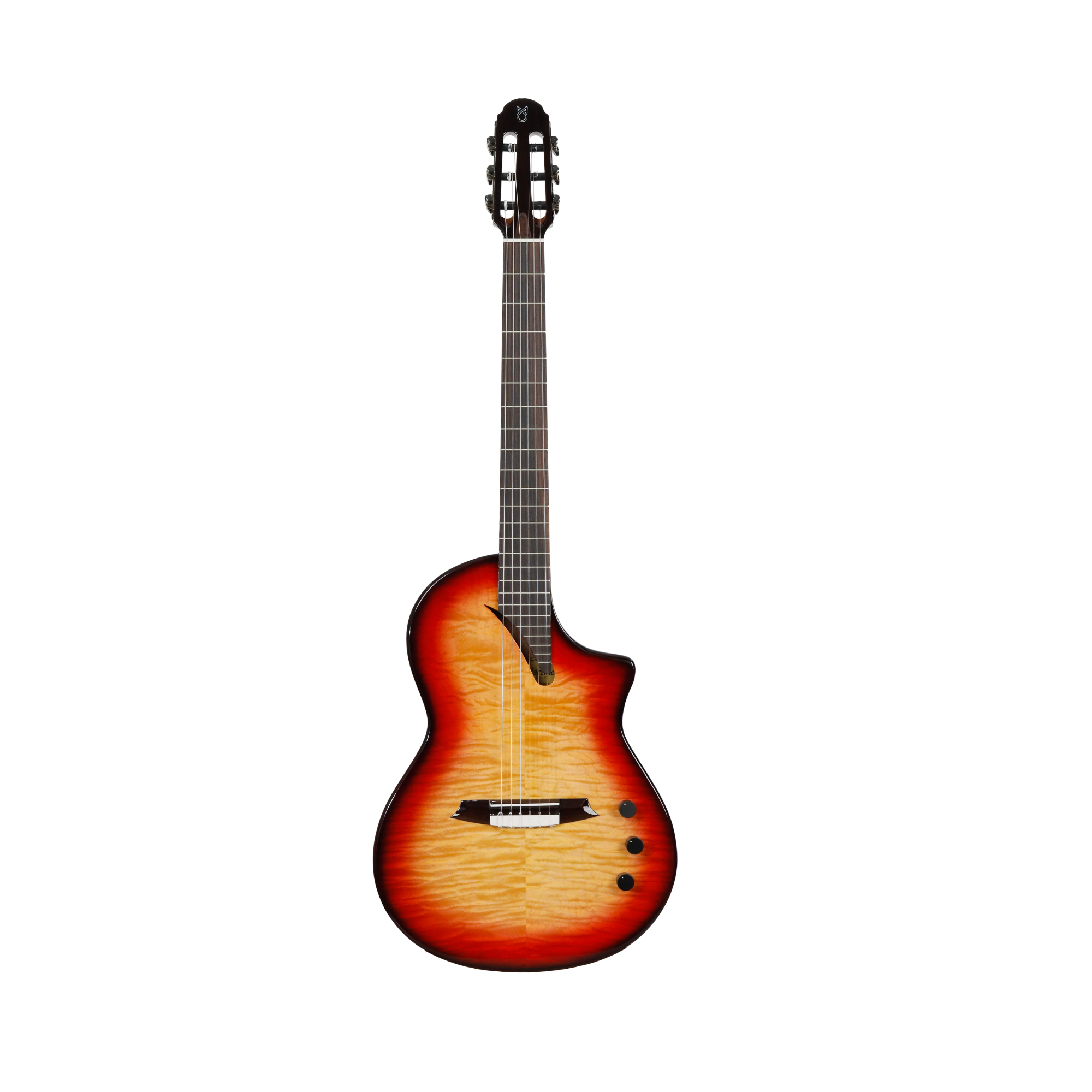 MARTINEZ Hispania sunburst with EQ all solid flame top modern semi-acoustic classical guitar with effects