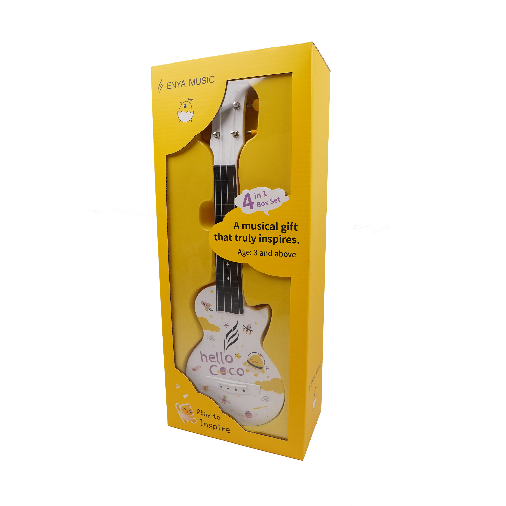 Enya Concert Mini coco Carbon Fiber Travel Ukulele with 13 key melodica hand drum and 2 sand shakers