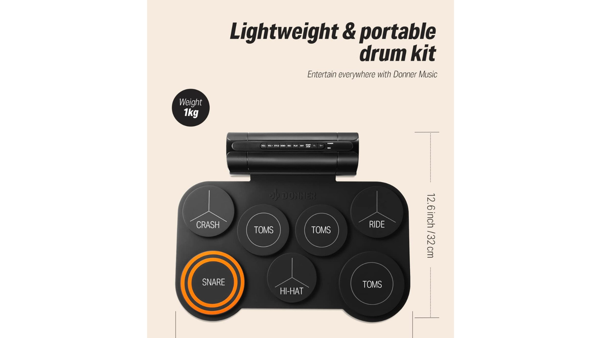 Donner DED20 Electronic Drum Set - 7 Pads Electric Roll Up Quiet Drum With Built-in Speaker 40 Lessons Included - Kids Holiday Christmas Birthday Gift Instrument Toys
