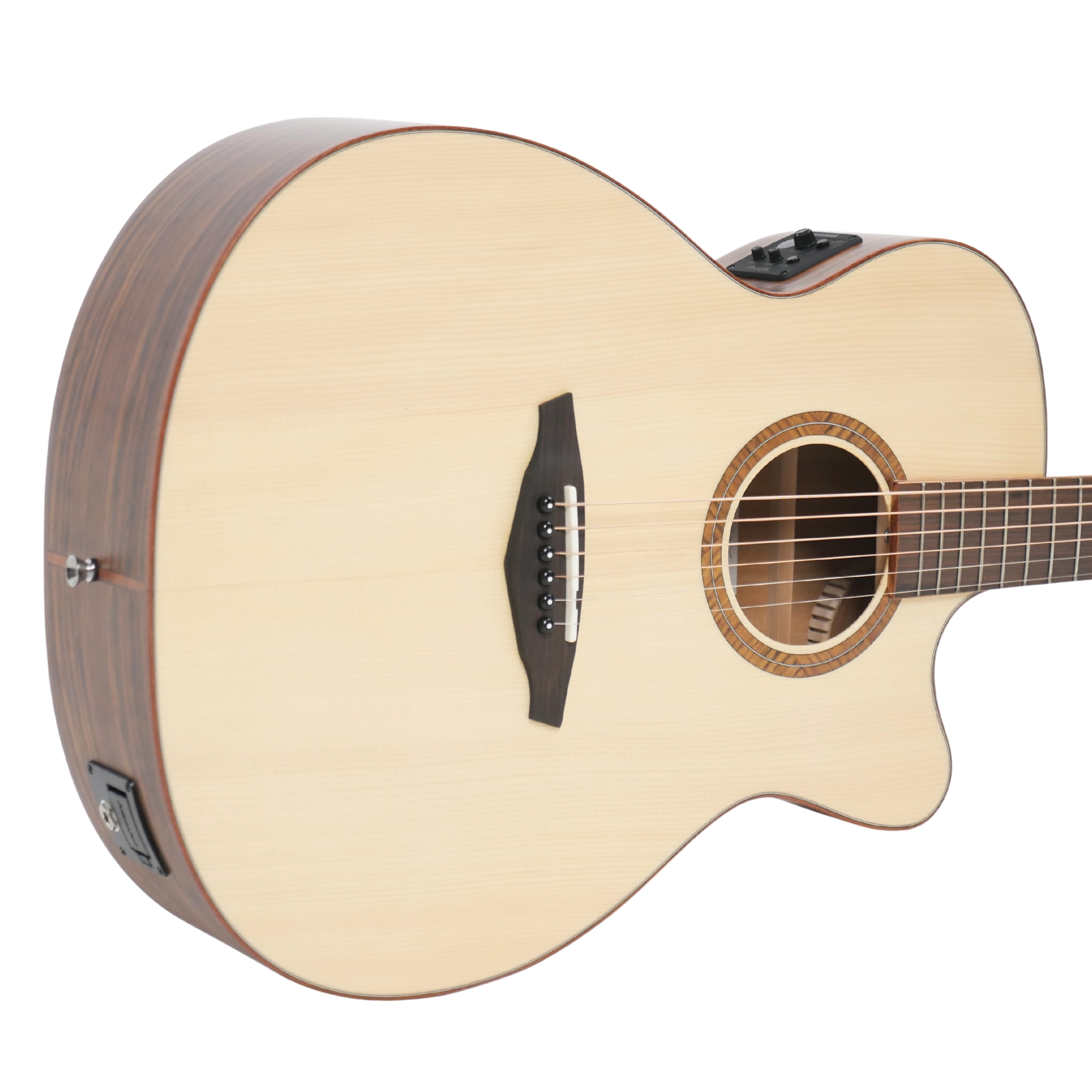 Veelah V3-OMCE semi-acoustic guitar with Fishman presysII and elixir strings