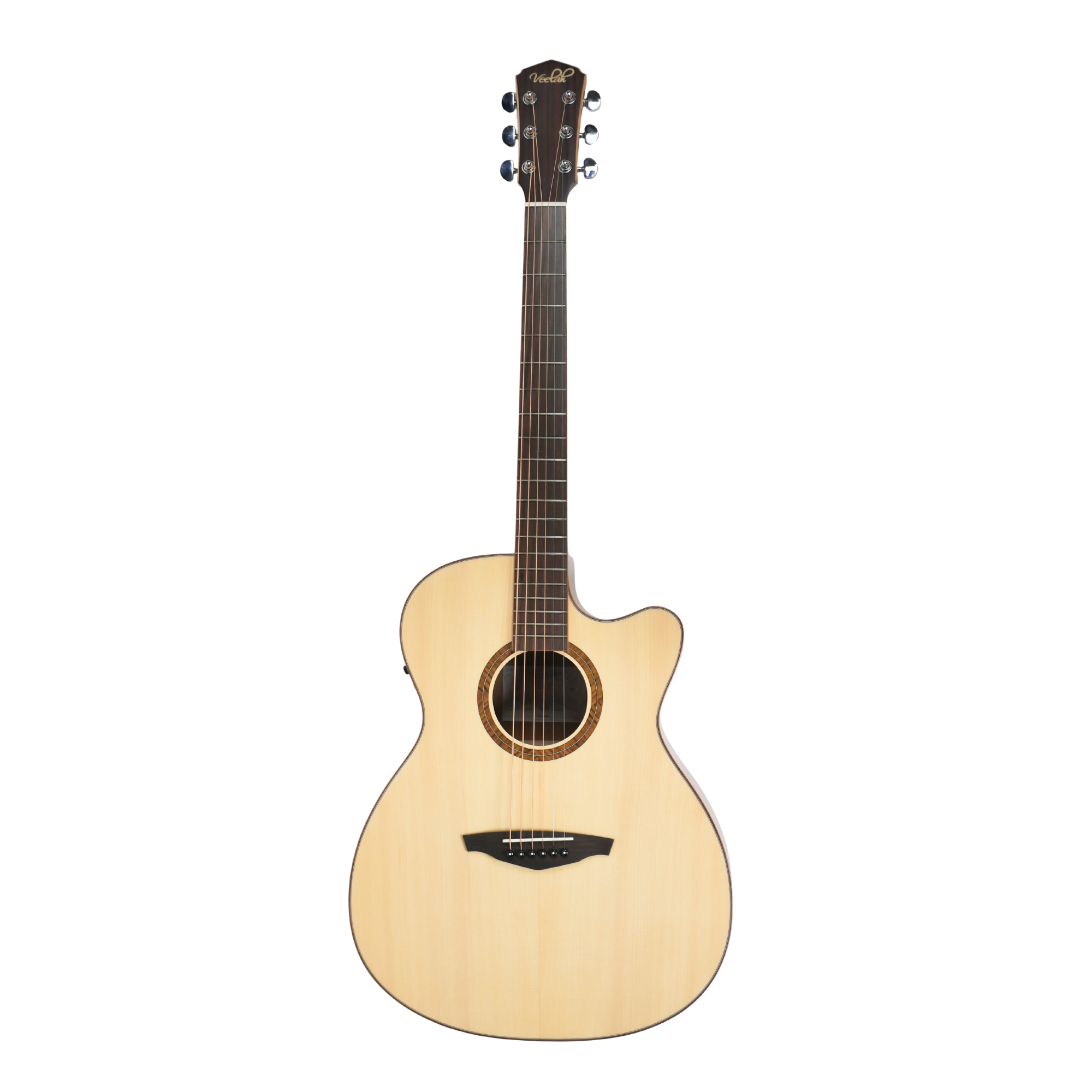 Veelah V3-OMCE semi-acoustic guitar with Fishman presysII and elixir strings