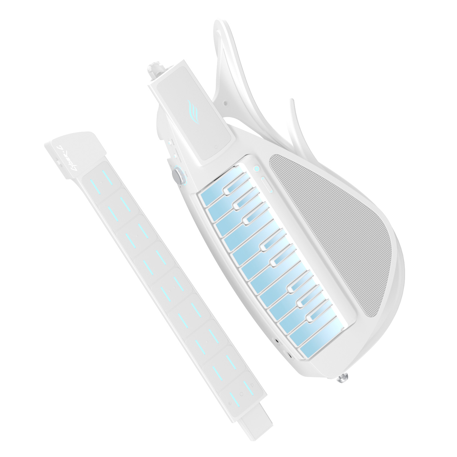 Enya CYBER-G Stringless Smart Guitar Foldable Travel Backing Guitar Built-in Drum Machine Bassline 20 instrument Sounds for One-Man Band App Interactive Chord Sheets For Adults TeensWhite