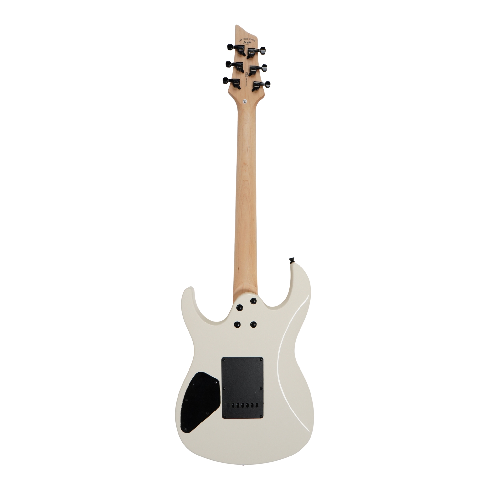 SQOE SEIB370 White slim C neck and sharktooth inlay detail
