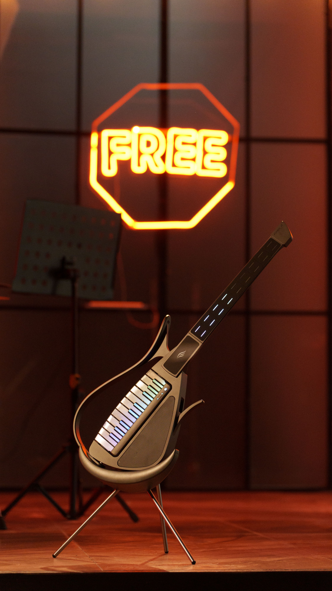 Enya CYBER-G Stringless Smart Guitar Foldable Travel Backing Guitar Built-in Drum Machine Bassline 20 instrument Sounds for One-Man Band App Interactive Chord Sheets For Adults TeensWhite