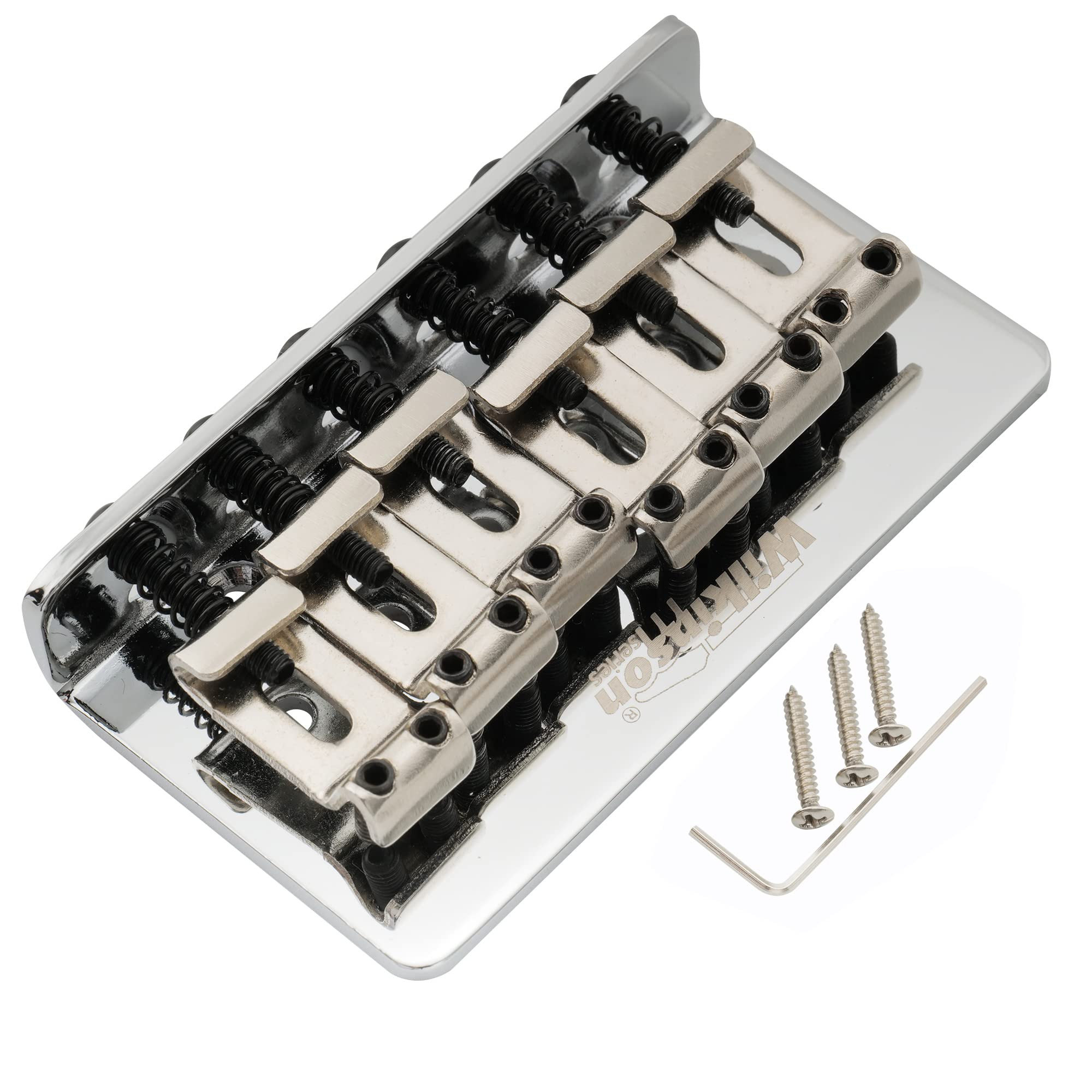 Wilkinson WOF02 525mm 2-116 inch Hardtail Fixed Bridge Vintage Saddles for SquierMexico Fender Strat Electric Guitar - Chrome