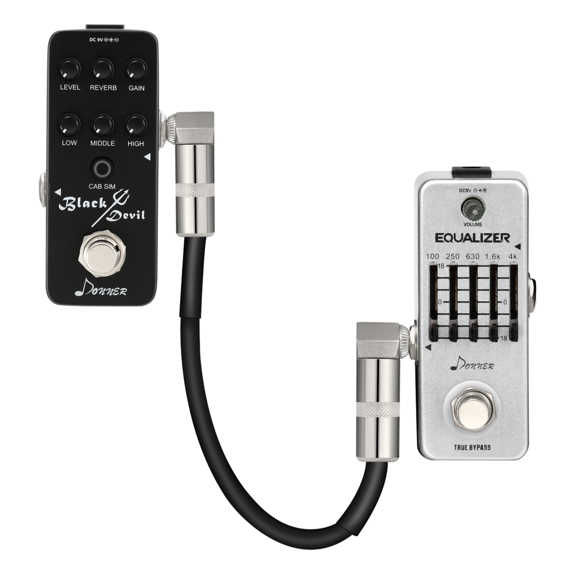 Donner Guitar Patch Cables Right Angle 6 Inch 15 cm 14 Instrument Cables for Effect Pedals 6 Pack