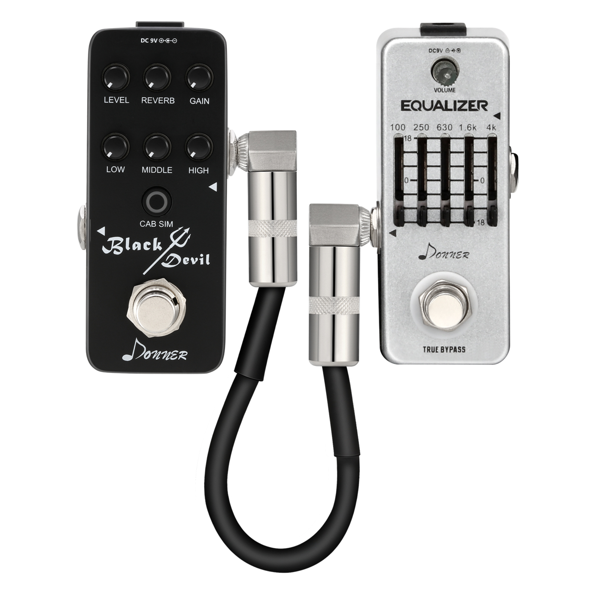 Donner Guitar Patch Cables Right Angle 6 Inch 15 cm 14 Instrument Cables for Effect Pedals 6 Pack