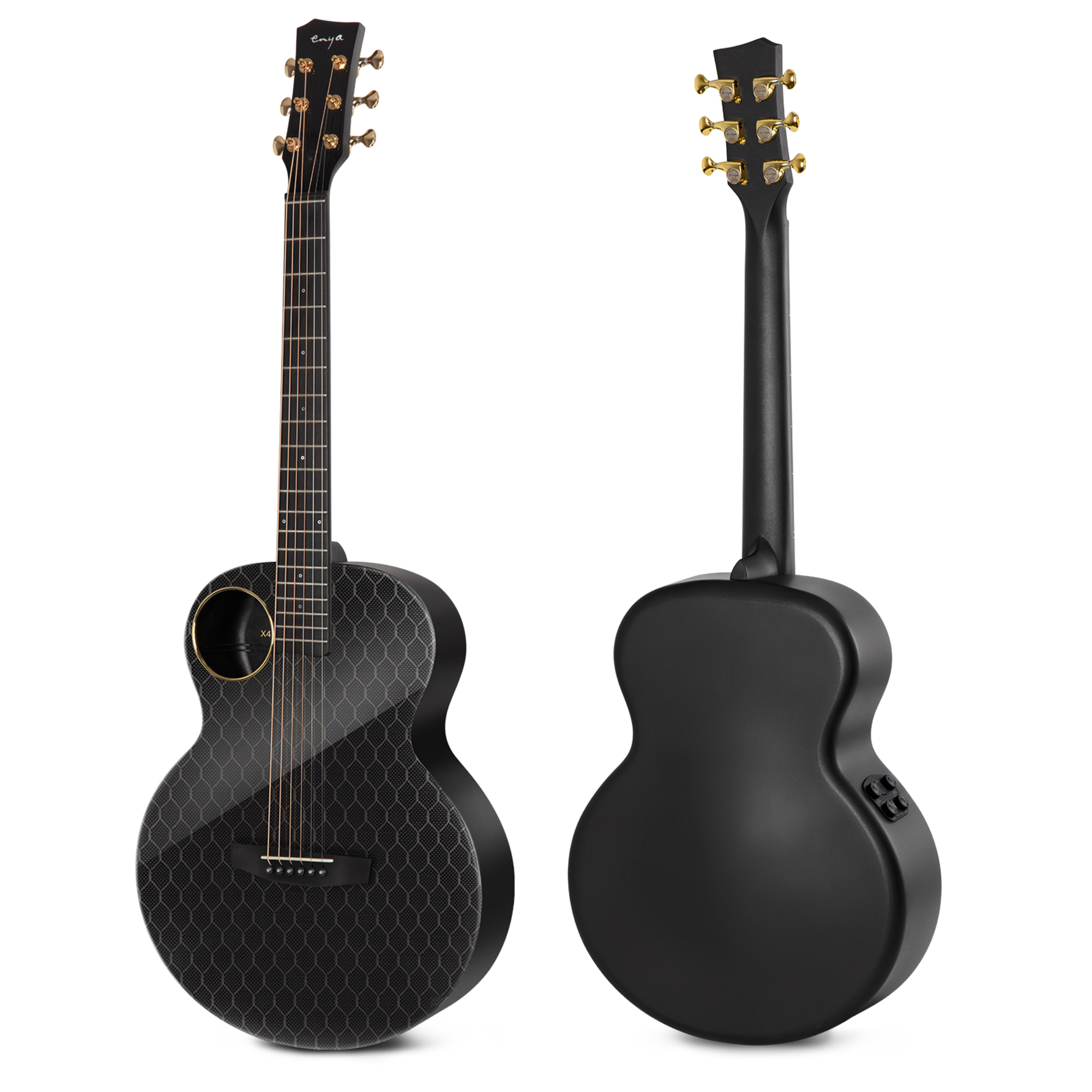 X4 PRO MINI 36 EQ TransAcoustic Guitar- Black Glossy with Hard case