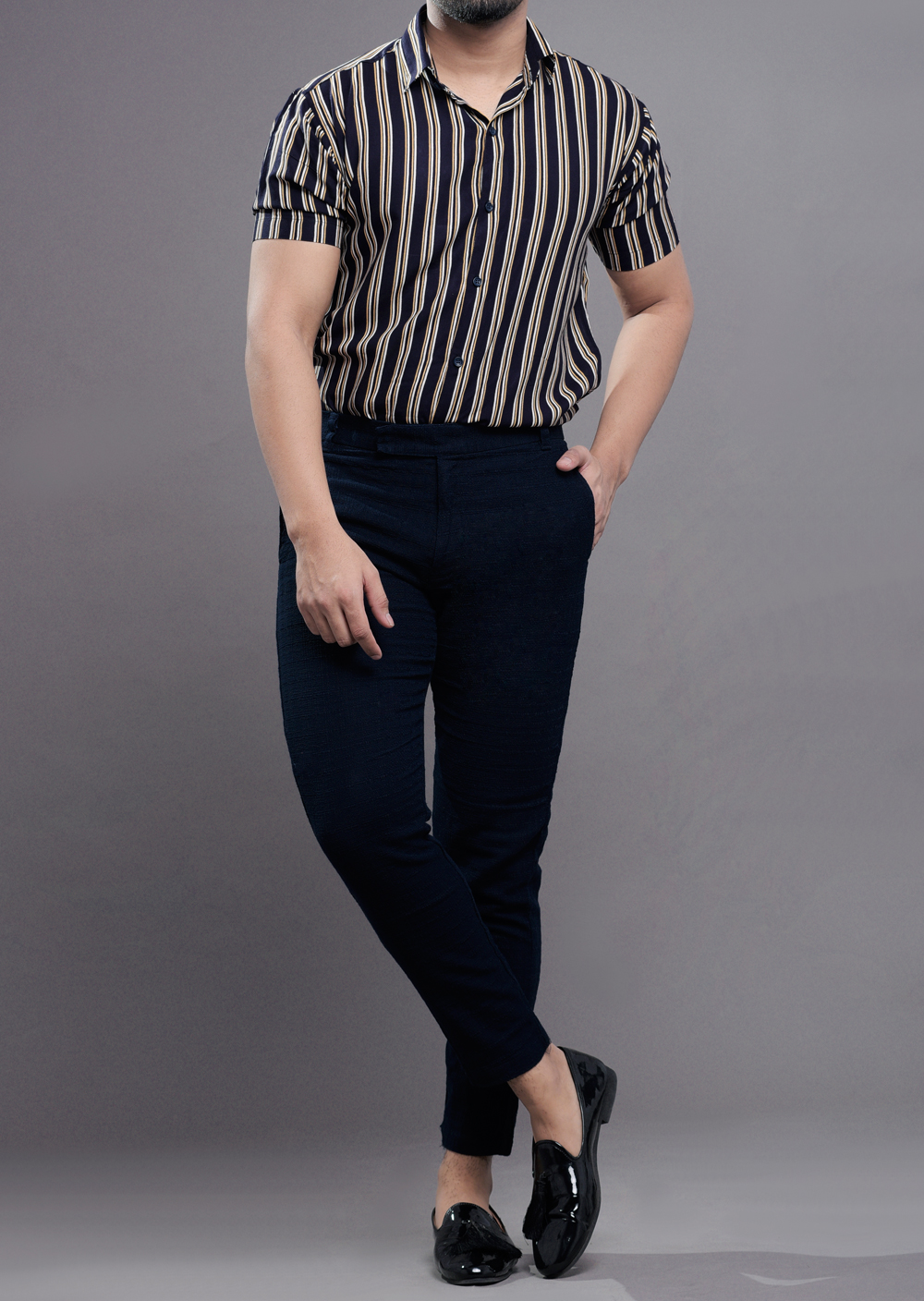 Mens Textured pants in blue