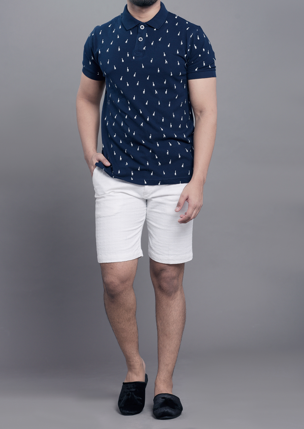 Mens Textured shorts in white