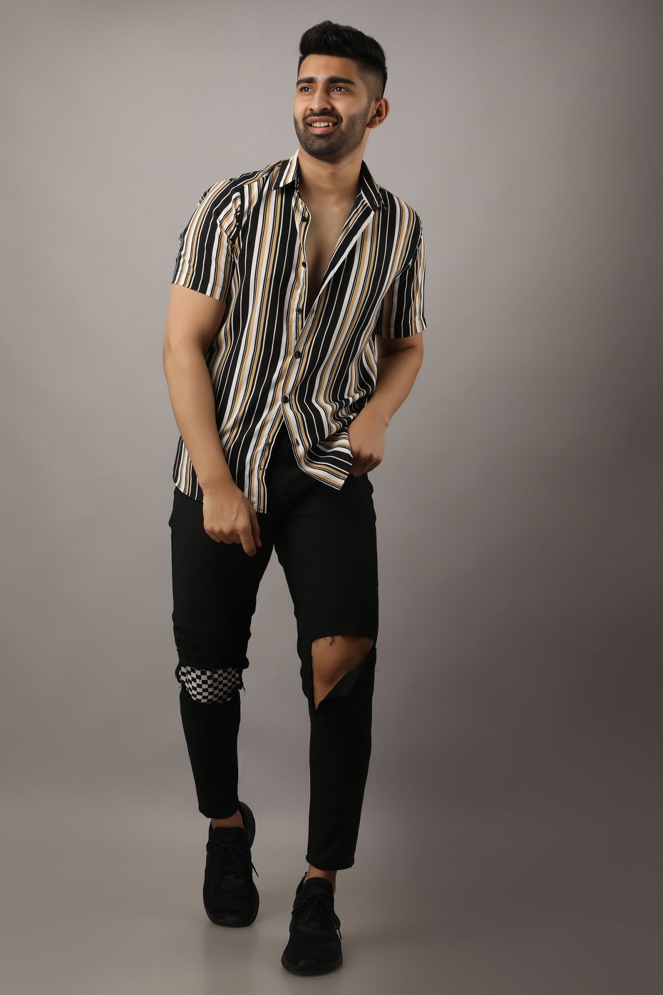 Mens Striped Flowing Shirt