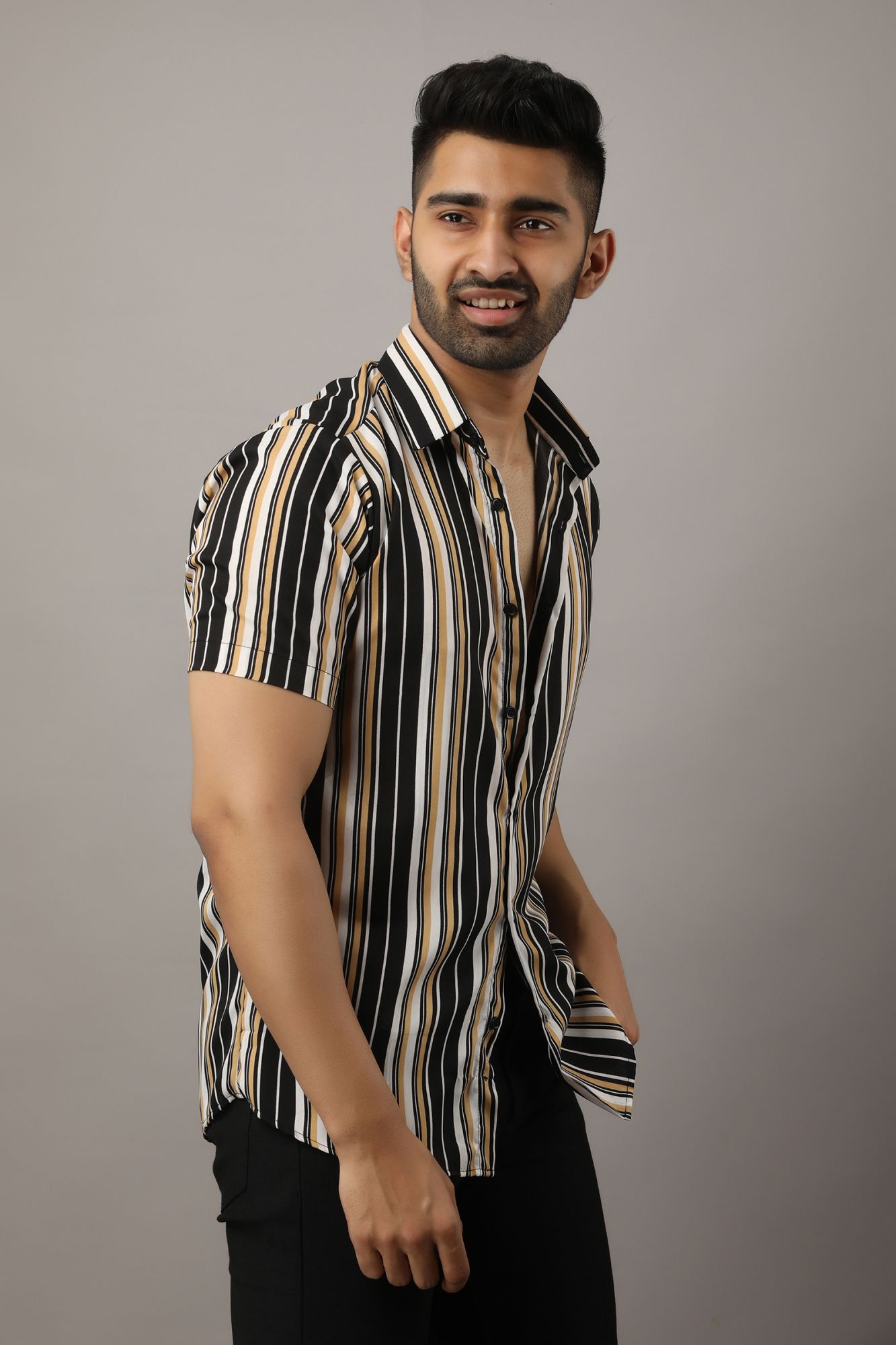 Mens Striped Flowing Shirt