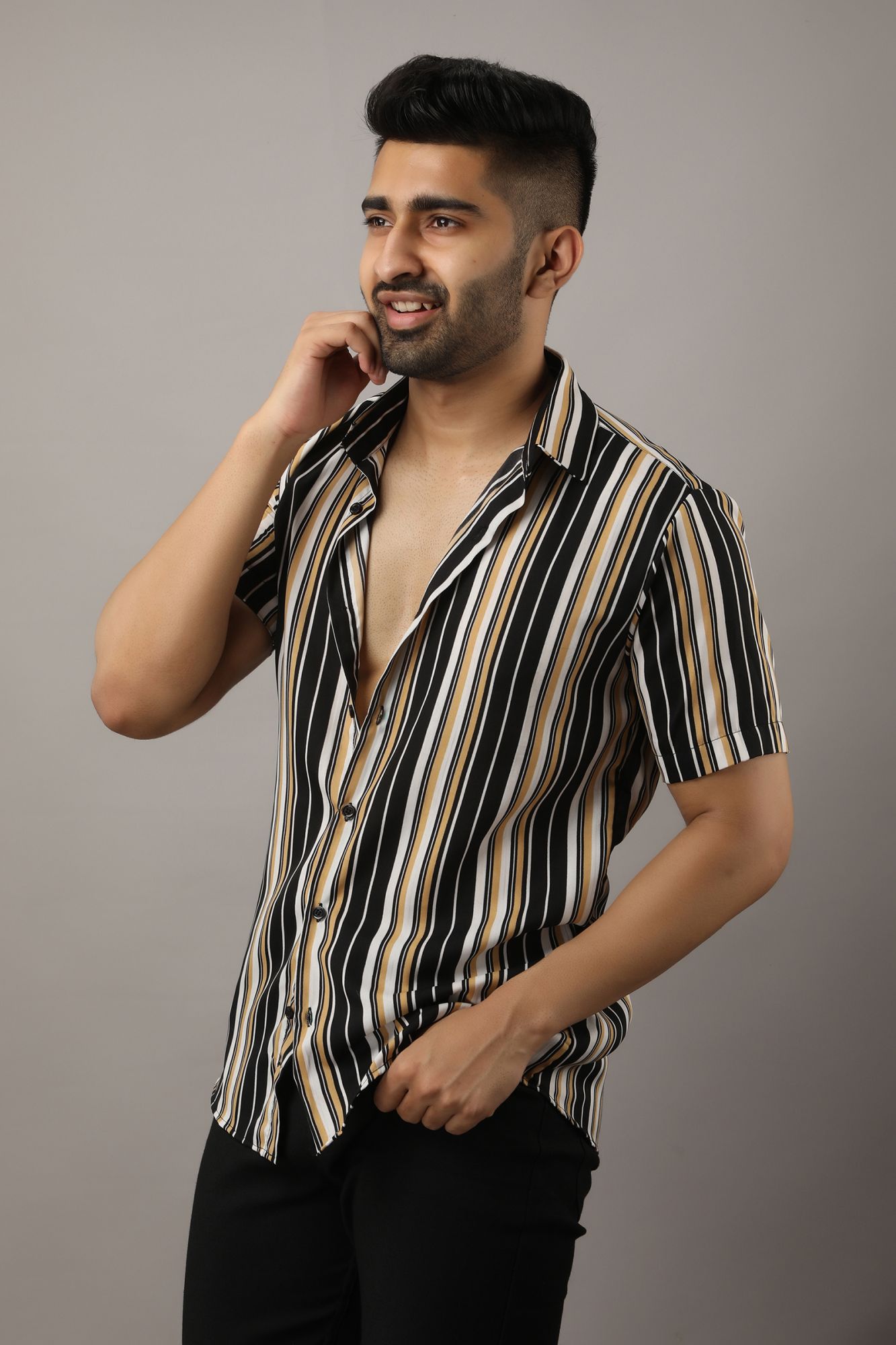 Mens Striped Flowing Shirt