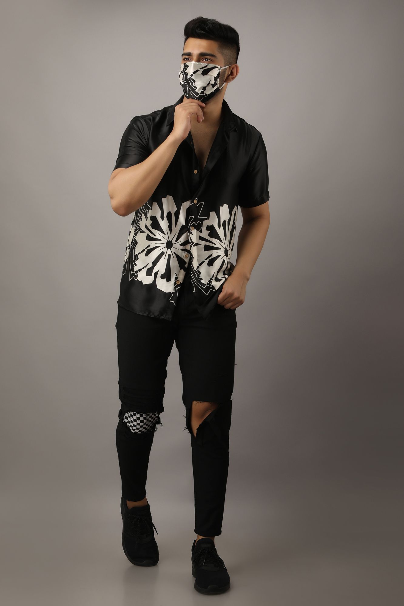 Mens Printed Satin Shirt