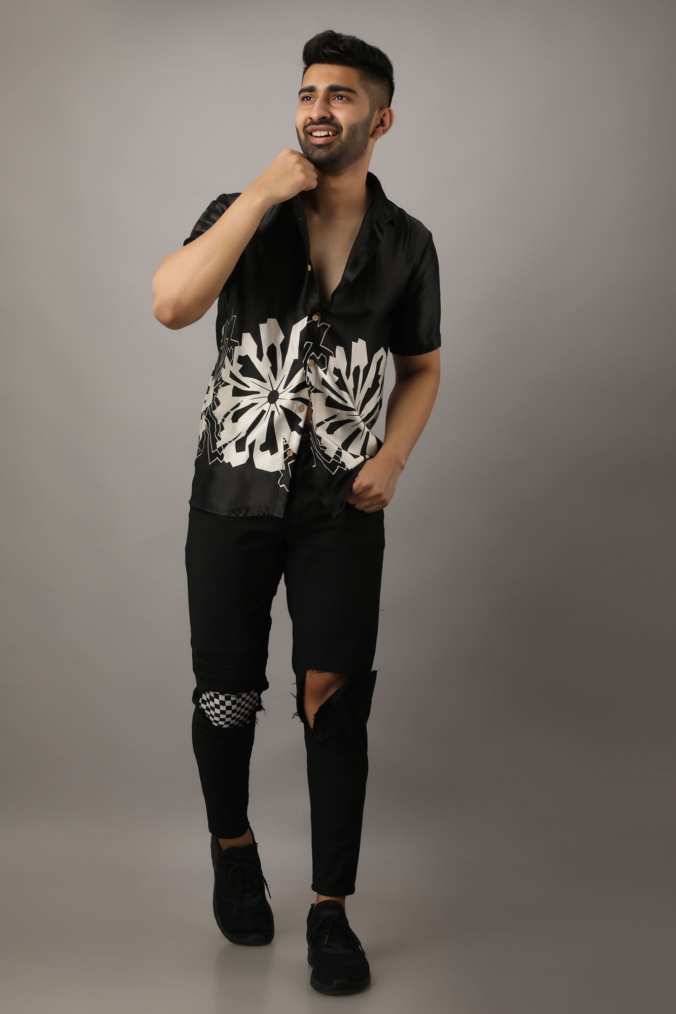 Mens Printed Satin Shirt