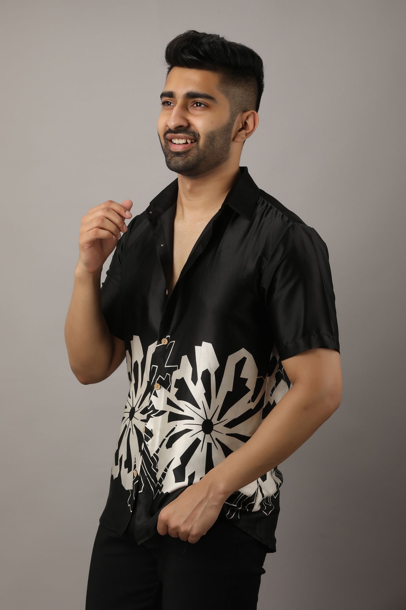 Mens Printed Satin Shirt