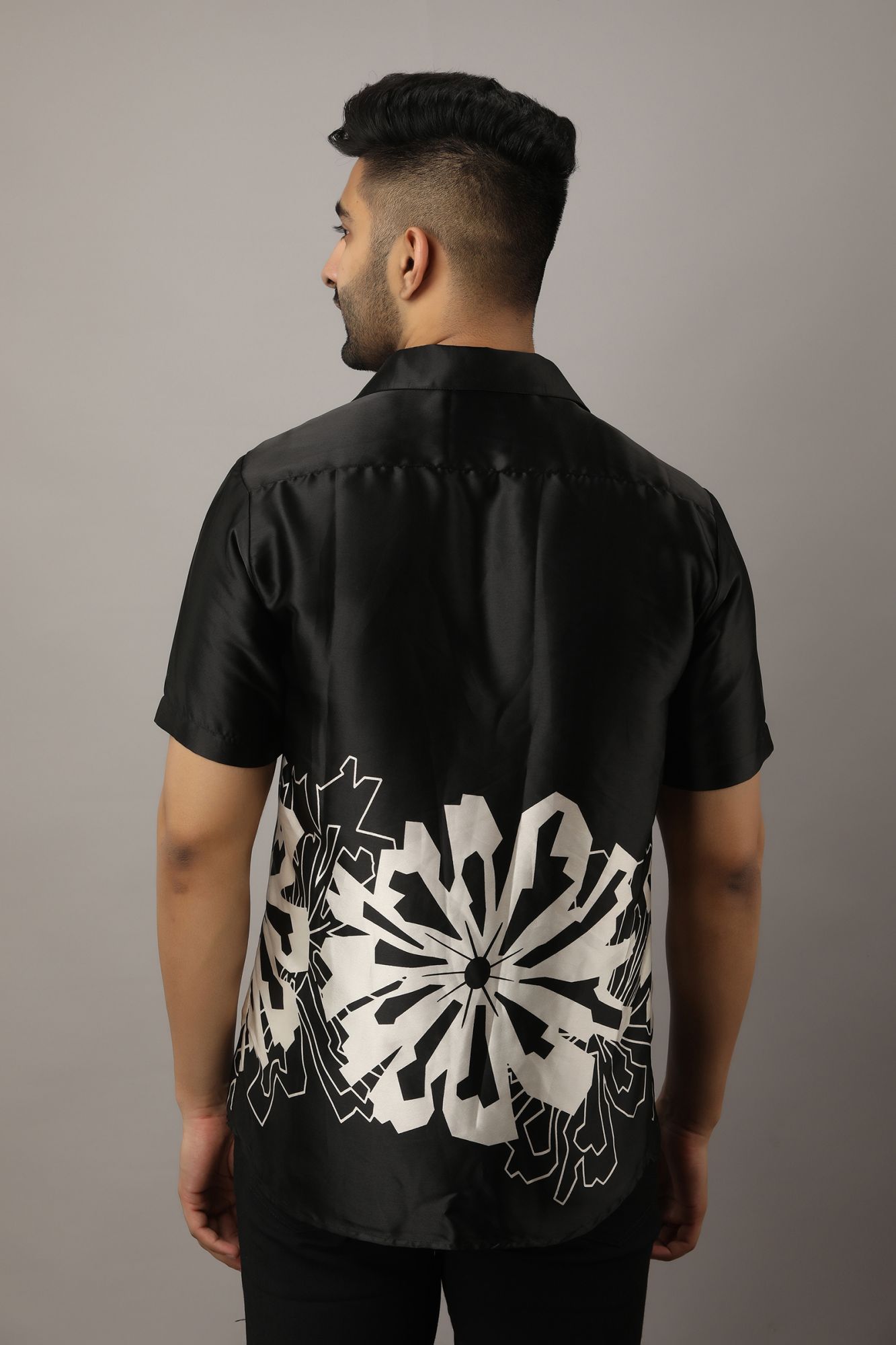 Mens Printed Satin Shirt