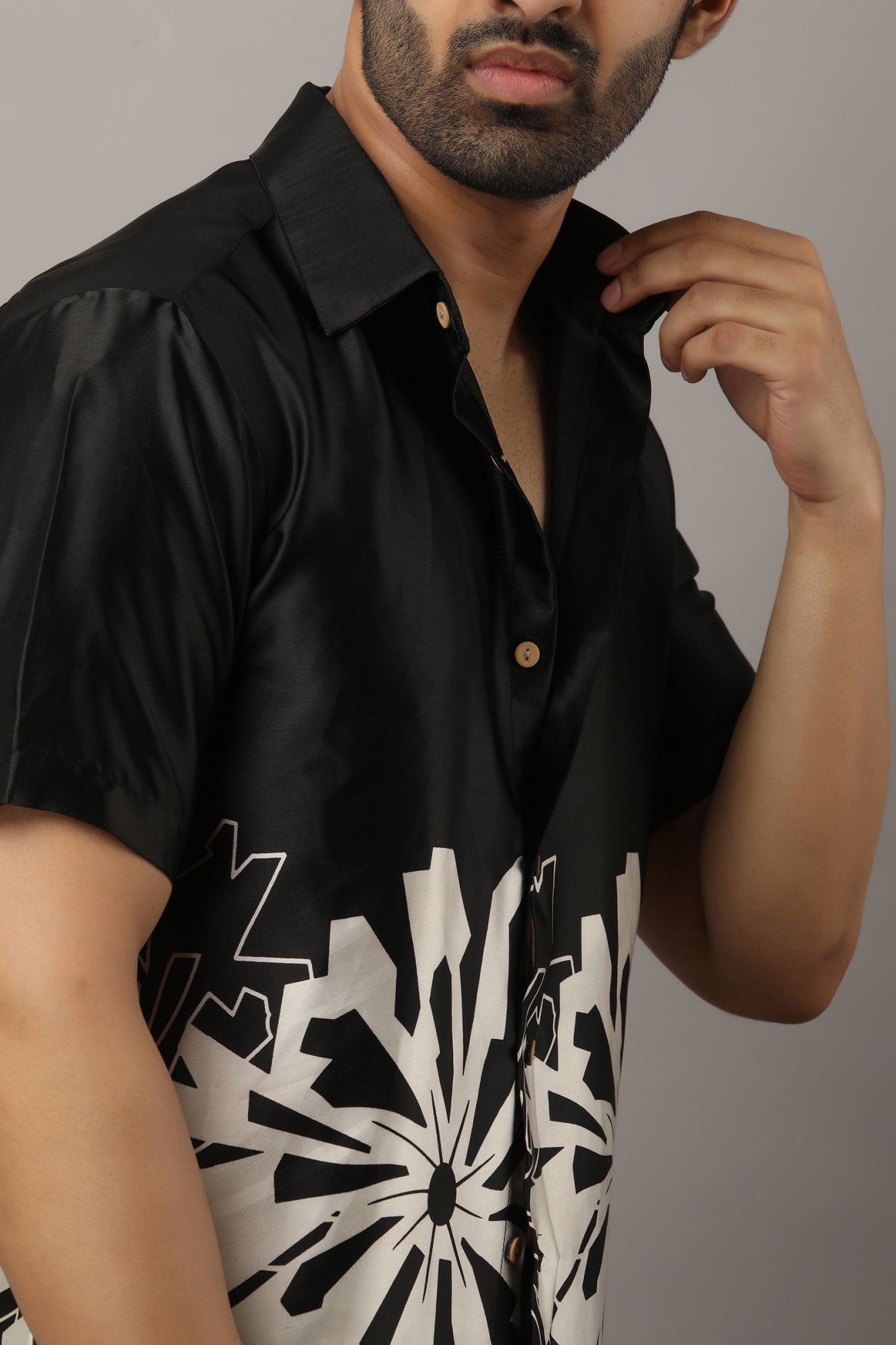 Mens Printed Satin Shirt
