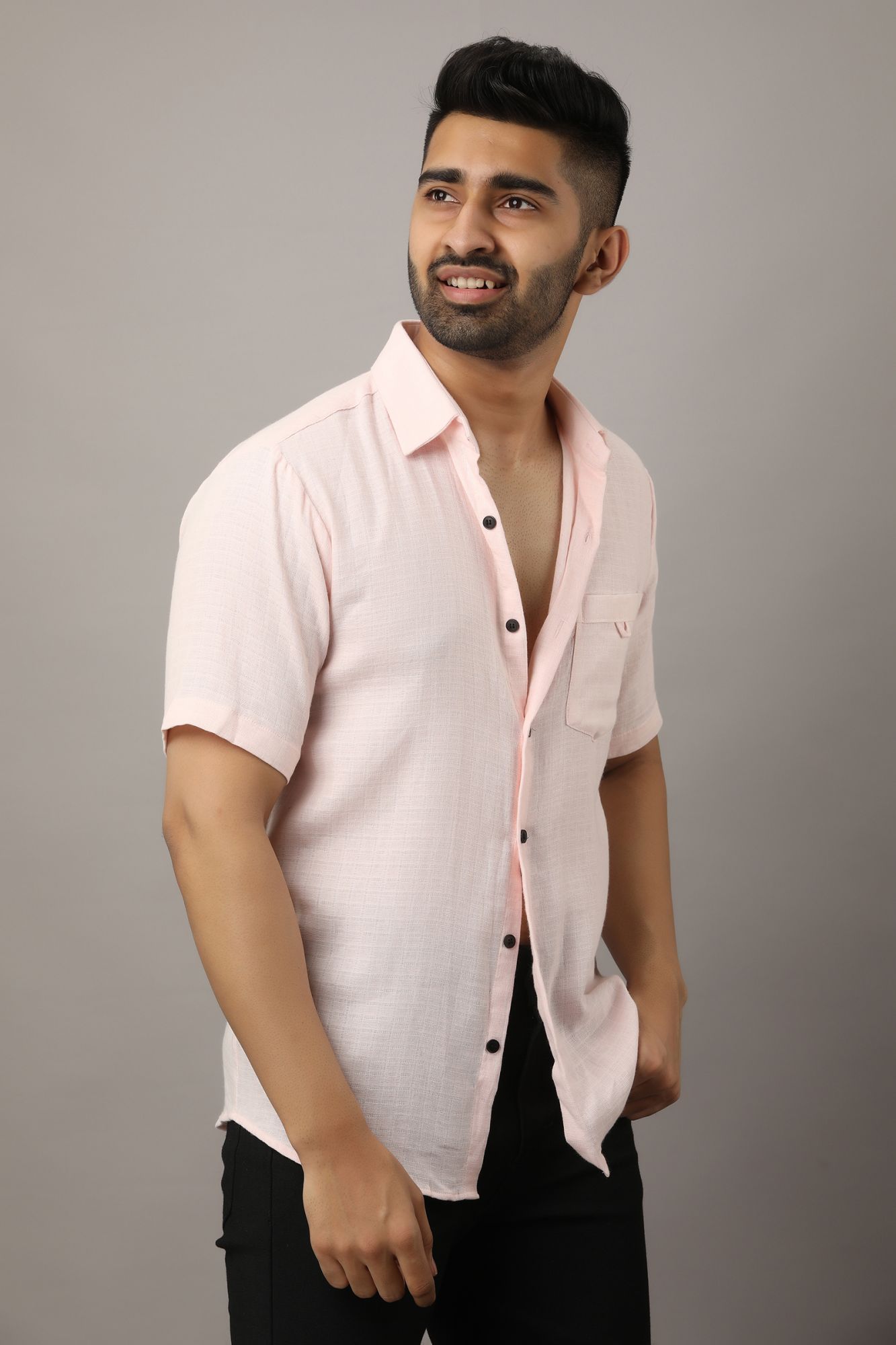 Mens Baby Pink Casual Shirt