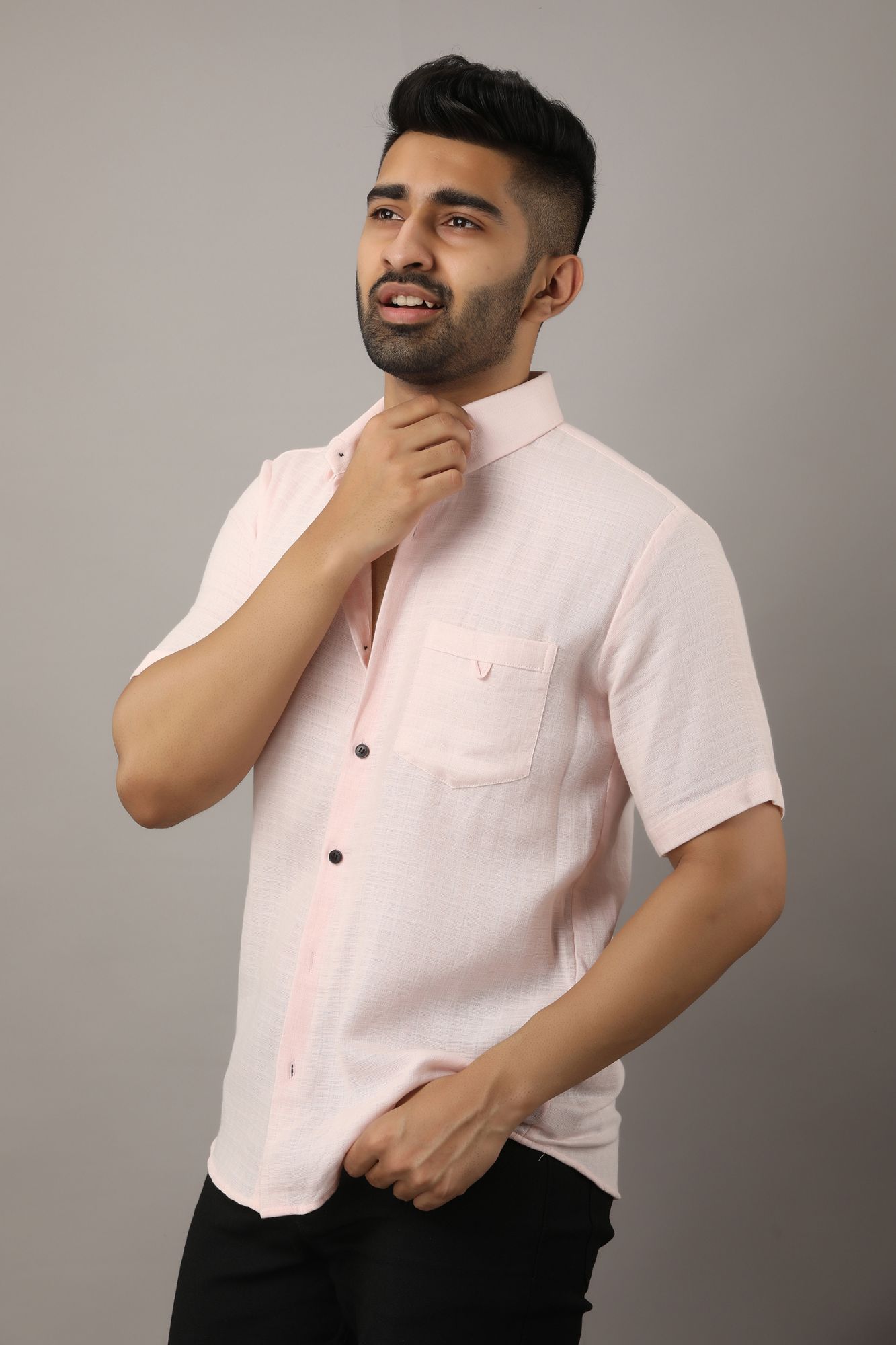 Mens Baby Pink Casual Shirt