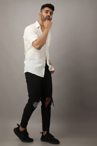 Image of Men's Textured White Shirt