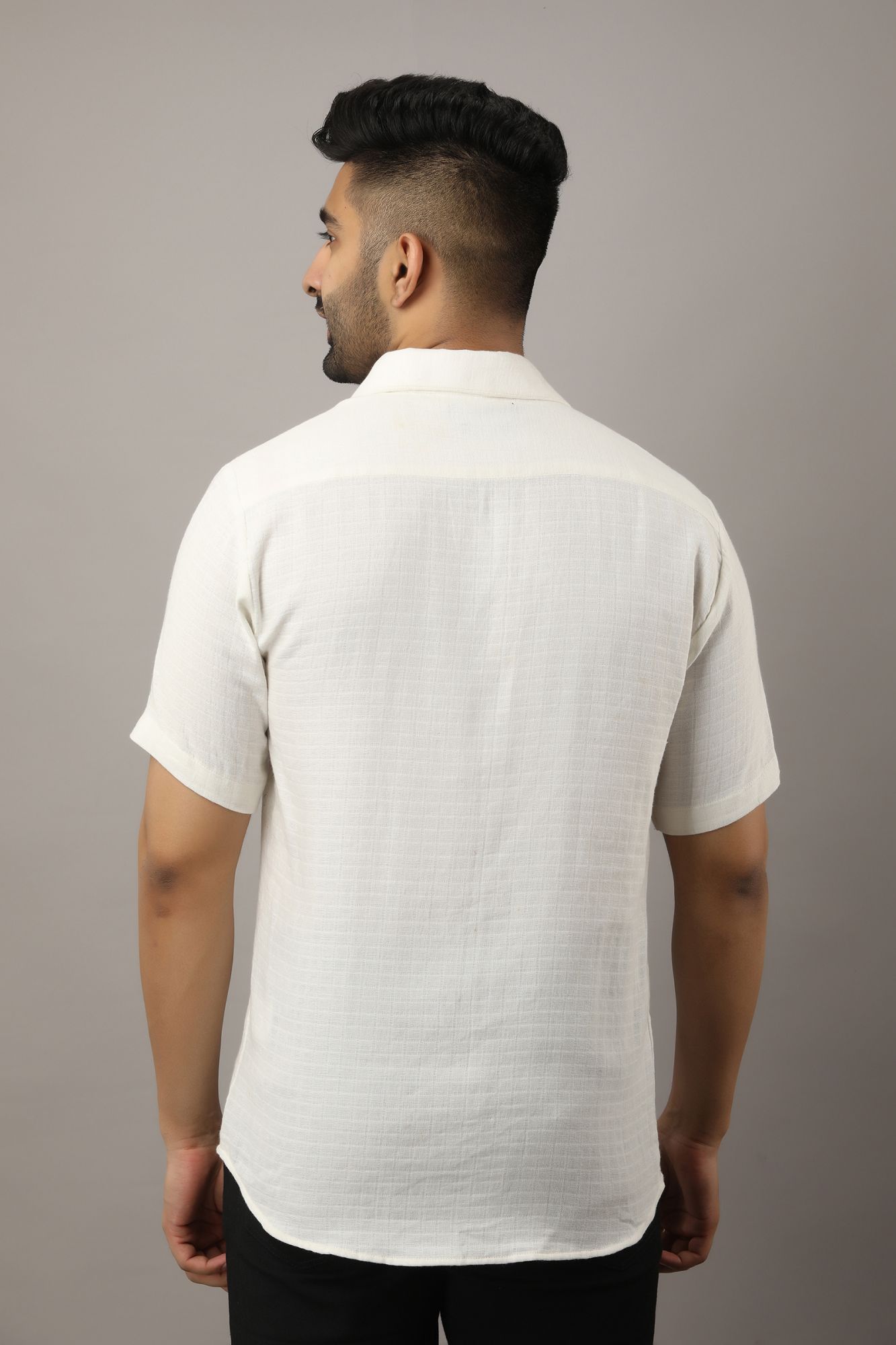 Mens Textured White Shirt