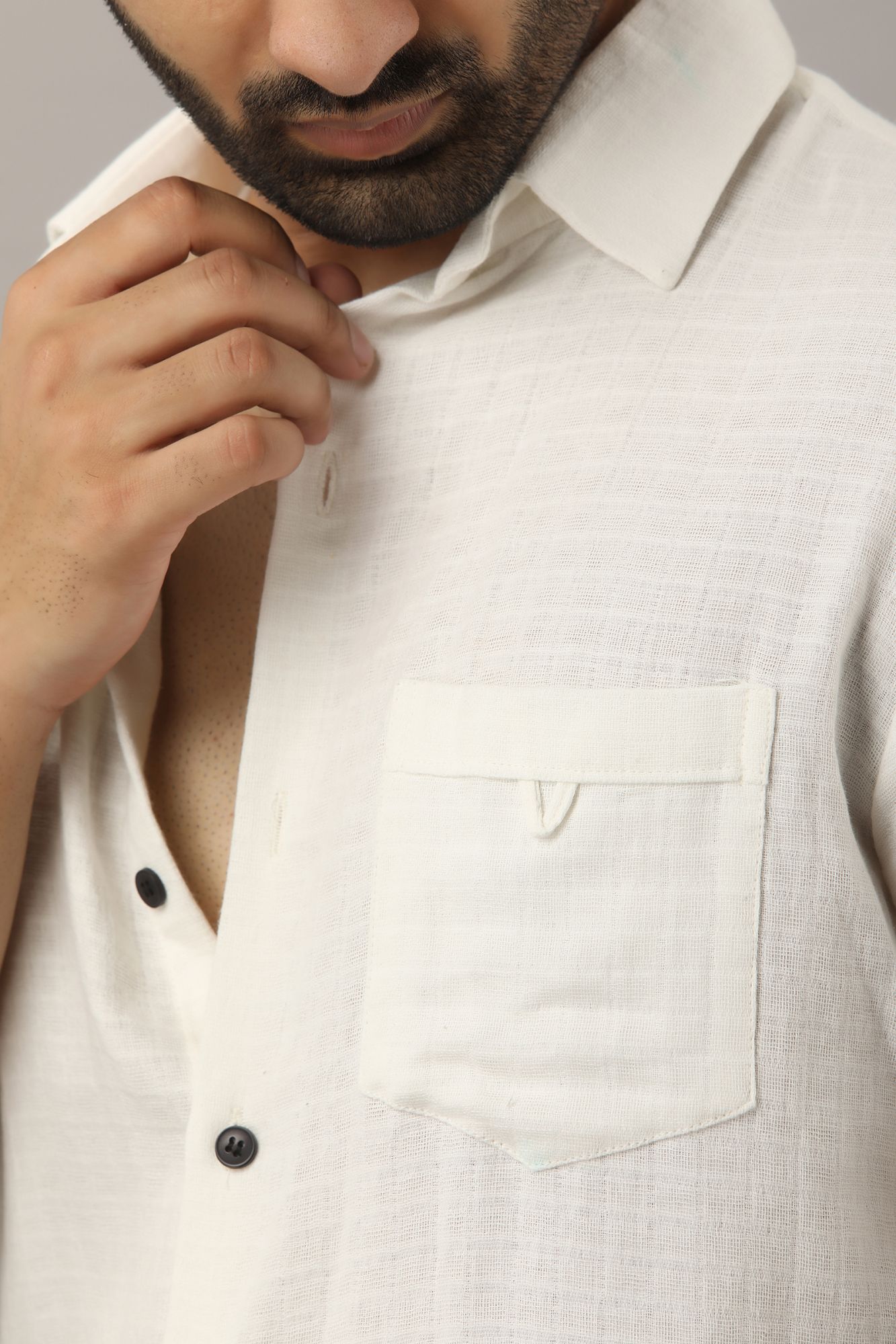 Mens Textured White Shirt