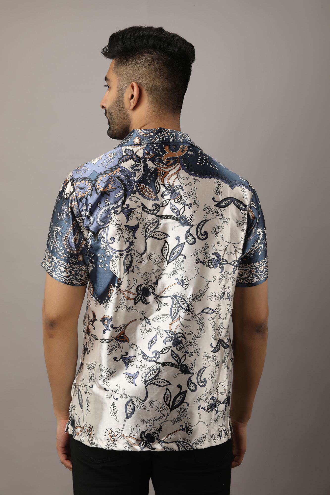 Mens Printed Satin Shirt