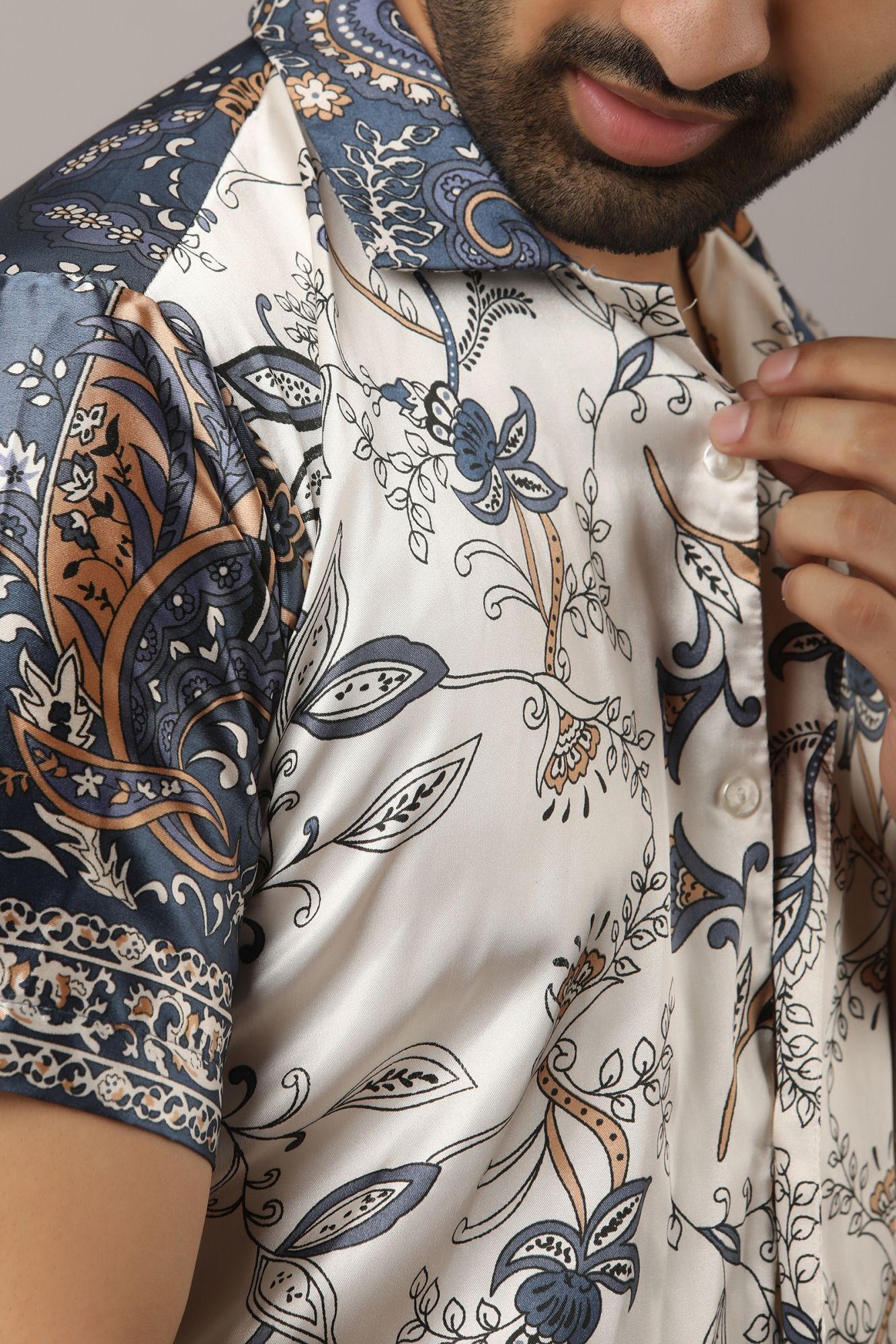 Mens Printed Satin Shirt