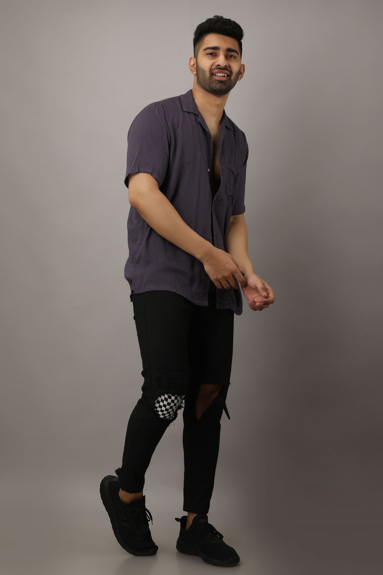 Mens Textured straight shirt