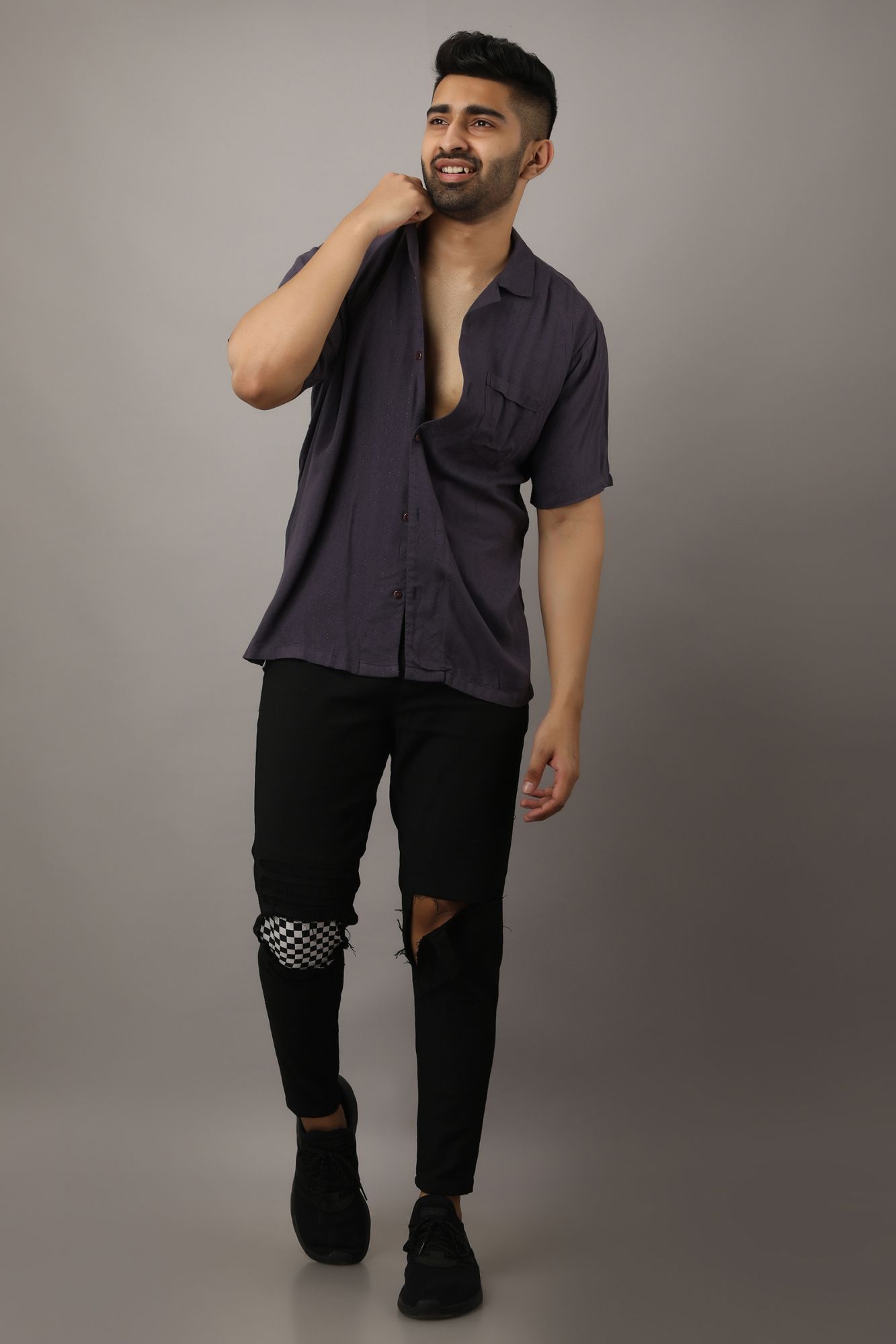 Mens Textured straight shirt