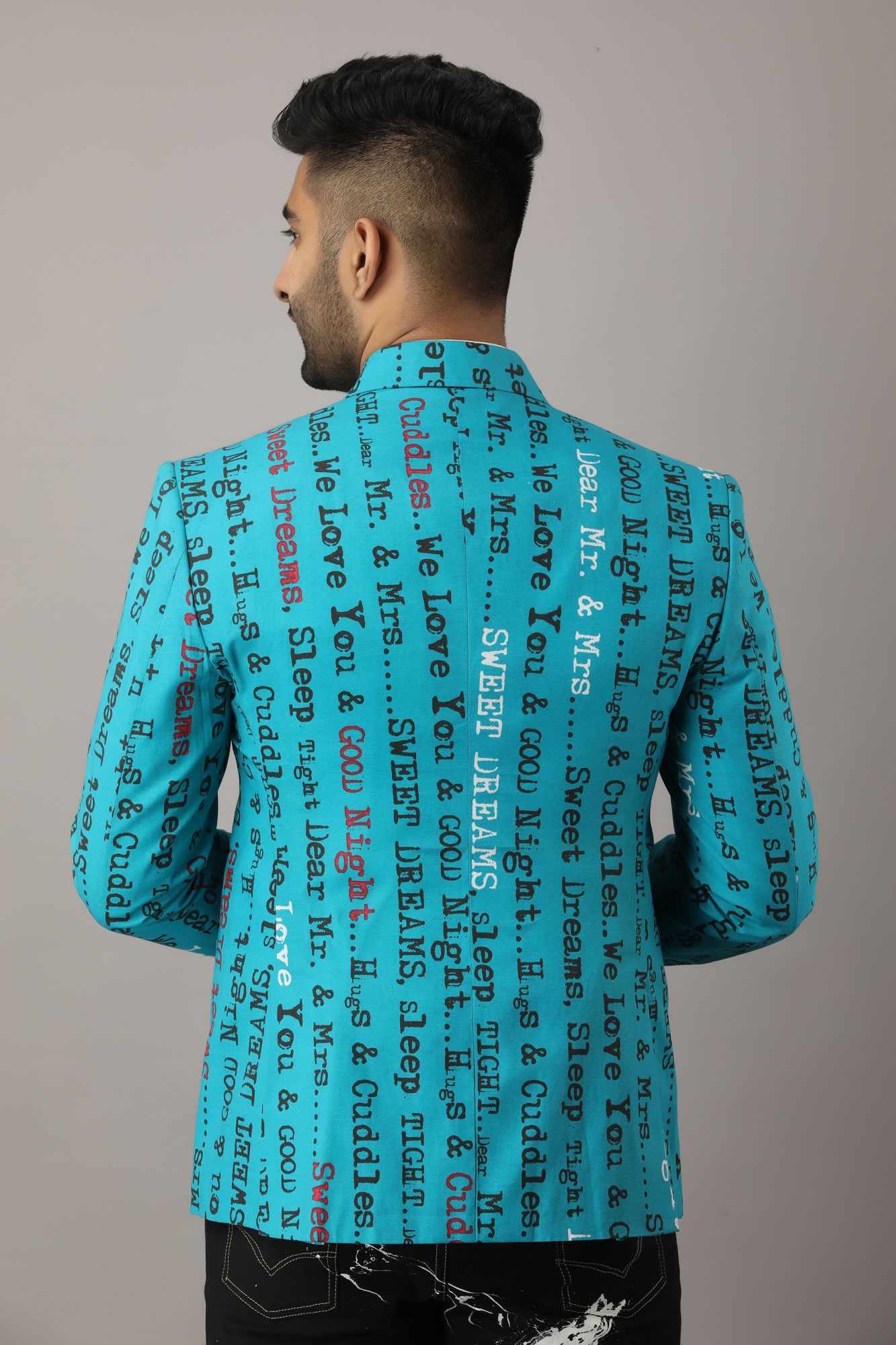 Mens Printed Teal Blazer