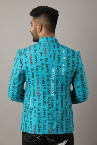 Men's Printed Teal Blazer