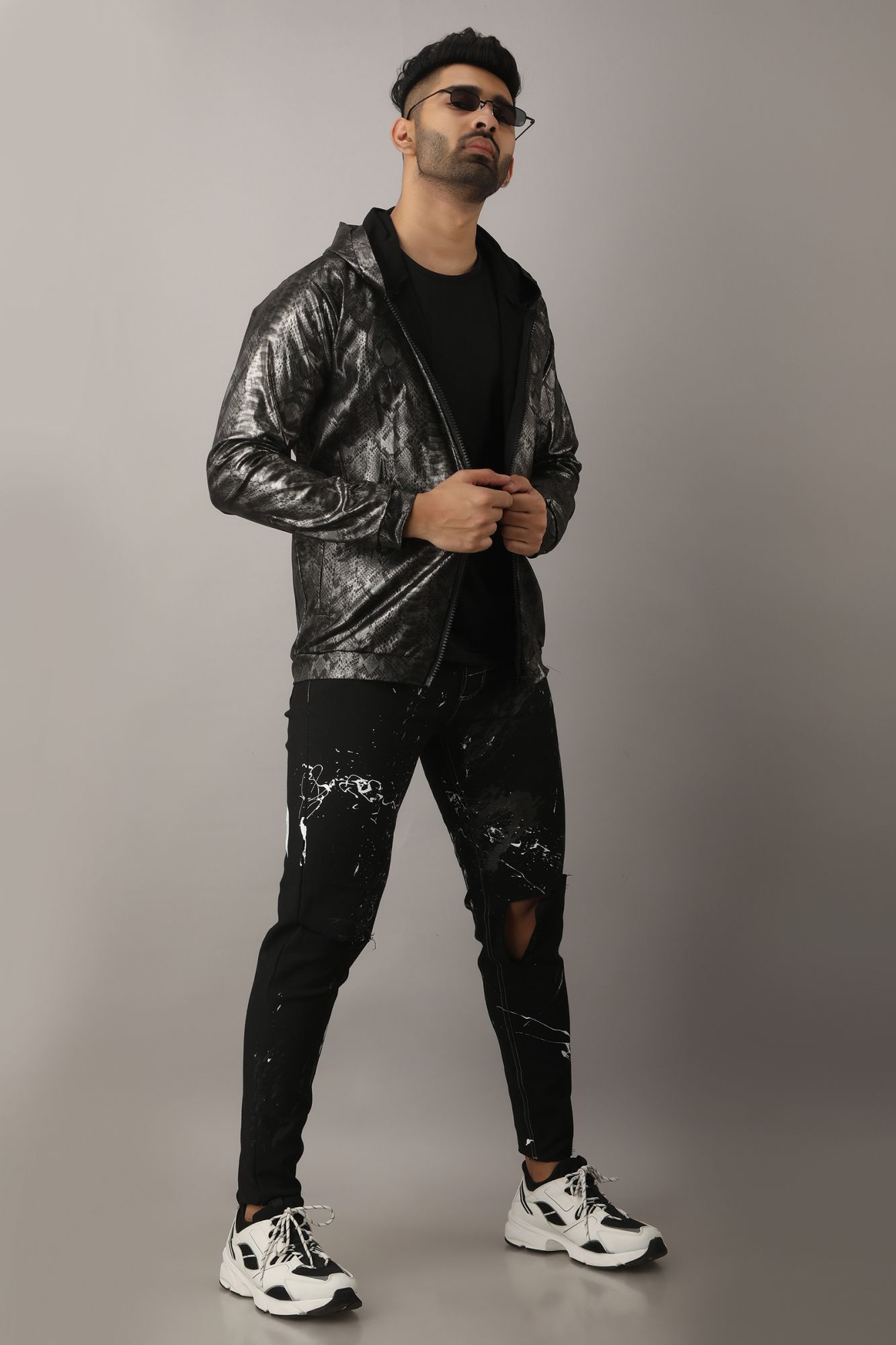 Mens Glossy Snake Print Jacket