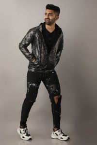 Men's Glossy Snake Print Jacket