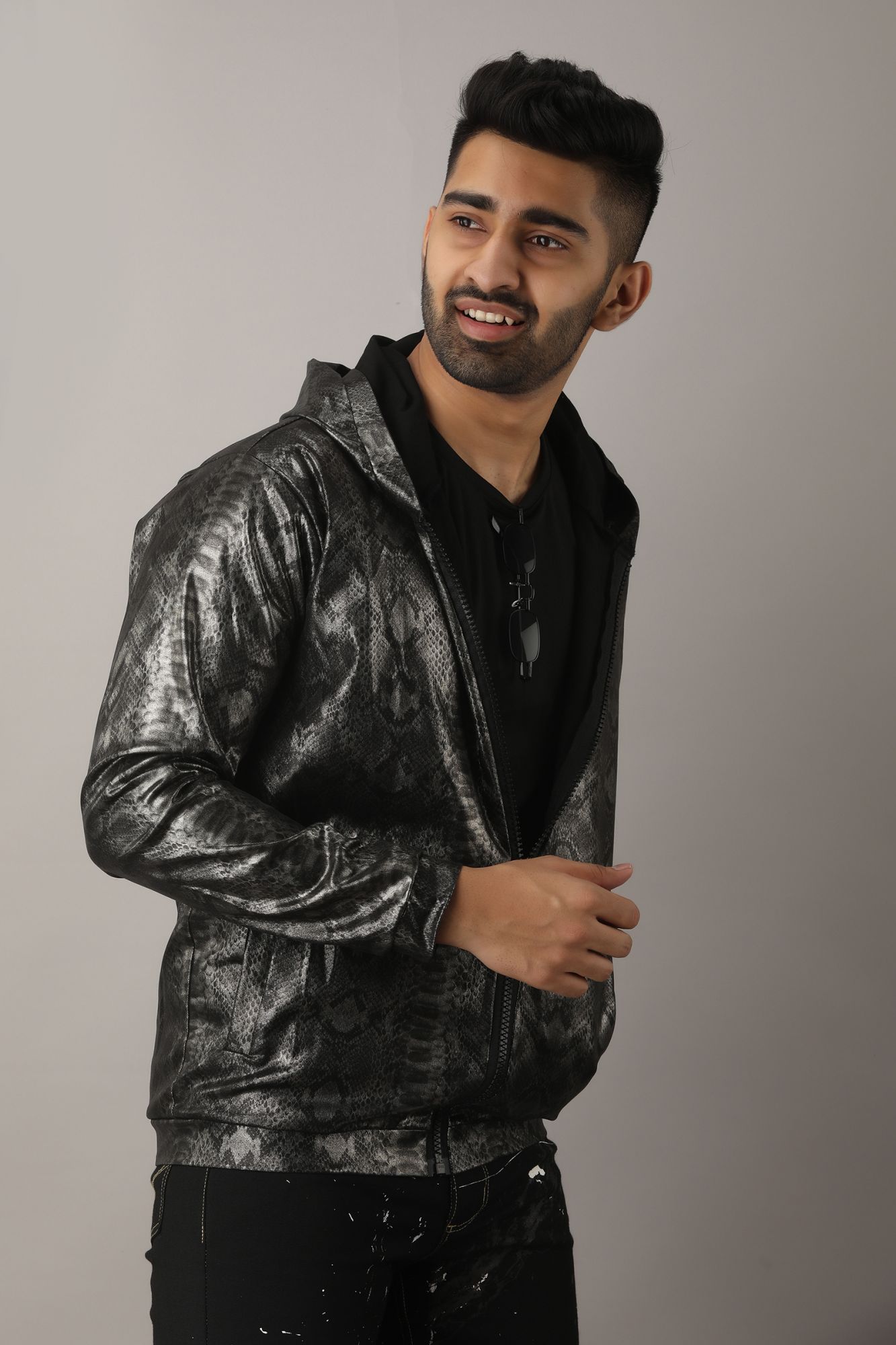 Mens Glossy Snake Print Jacket