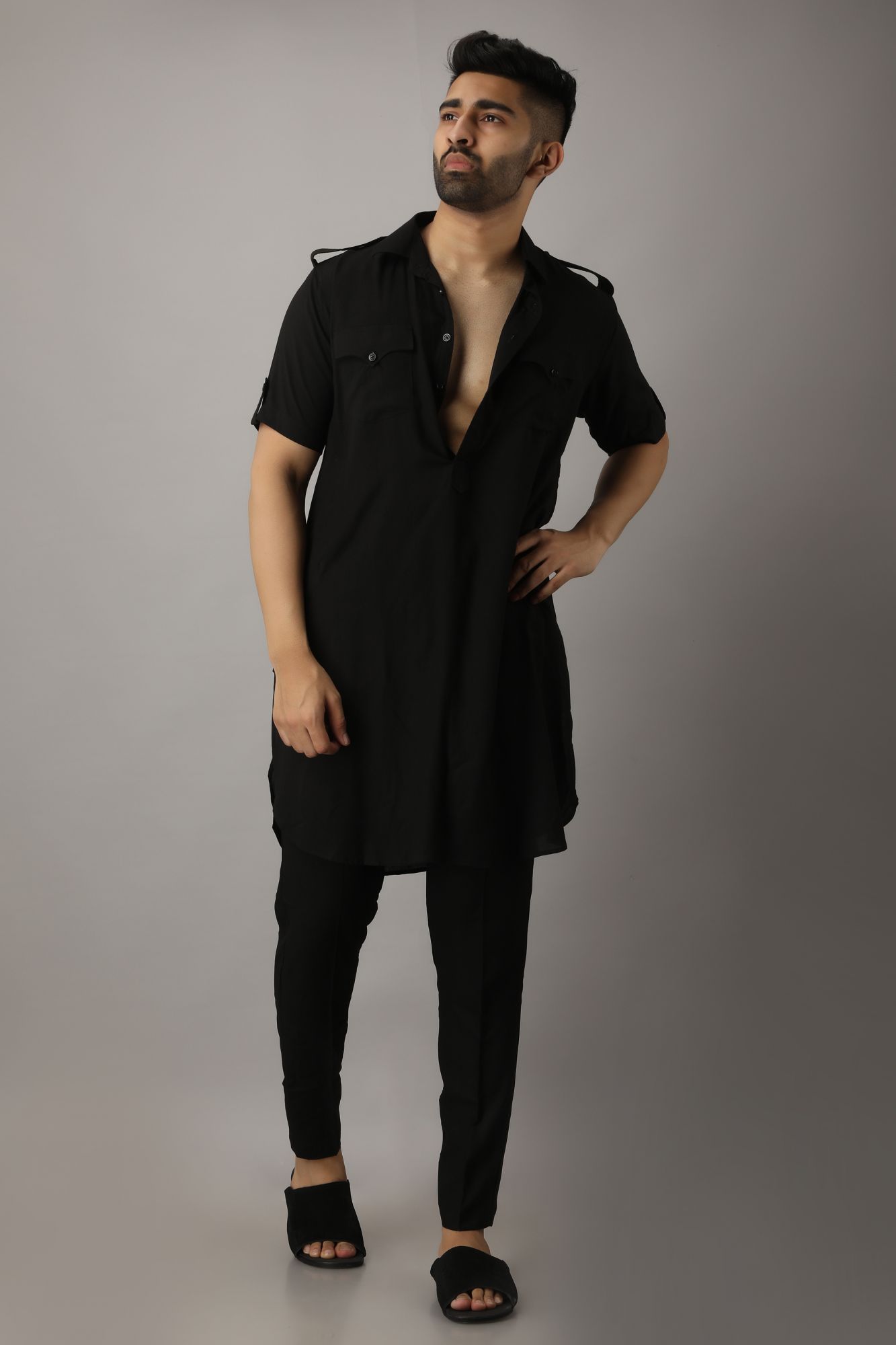 Mens Black Pathani Kurta
