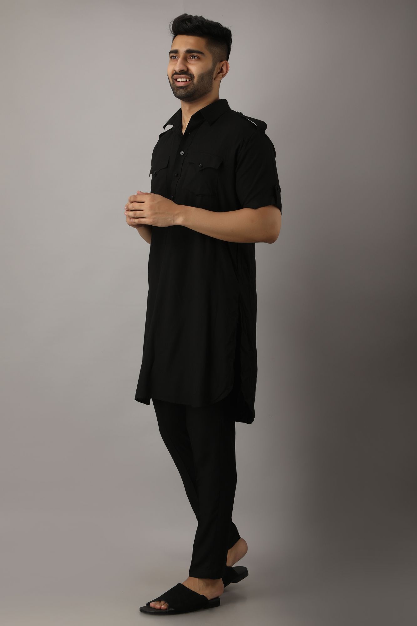 Mens Black Pathani Kurta