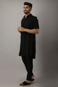 Men's Black Pathani Kurta