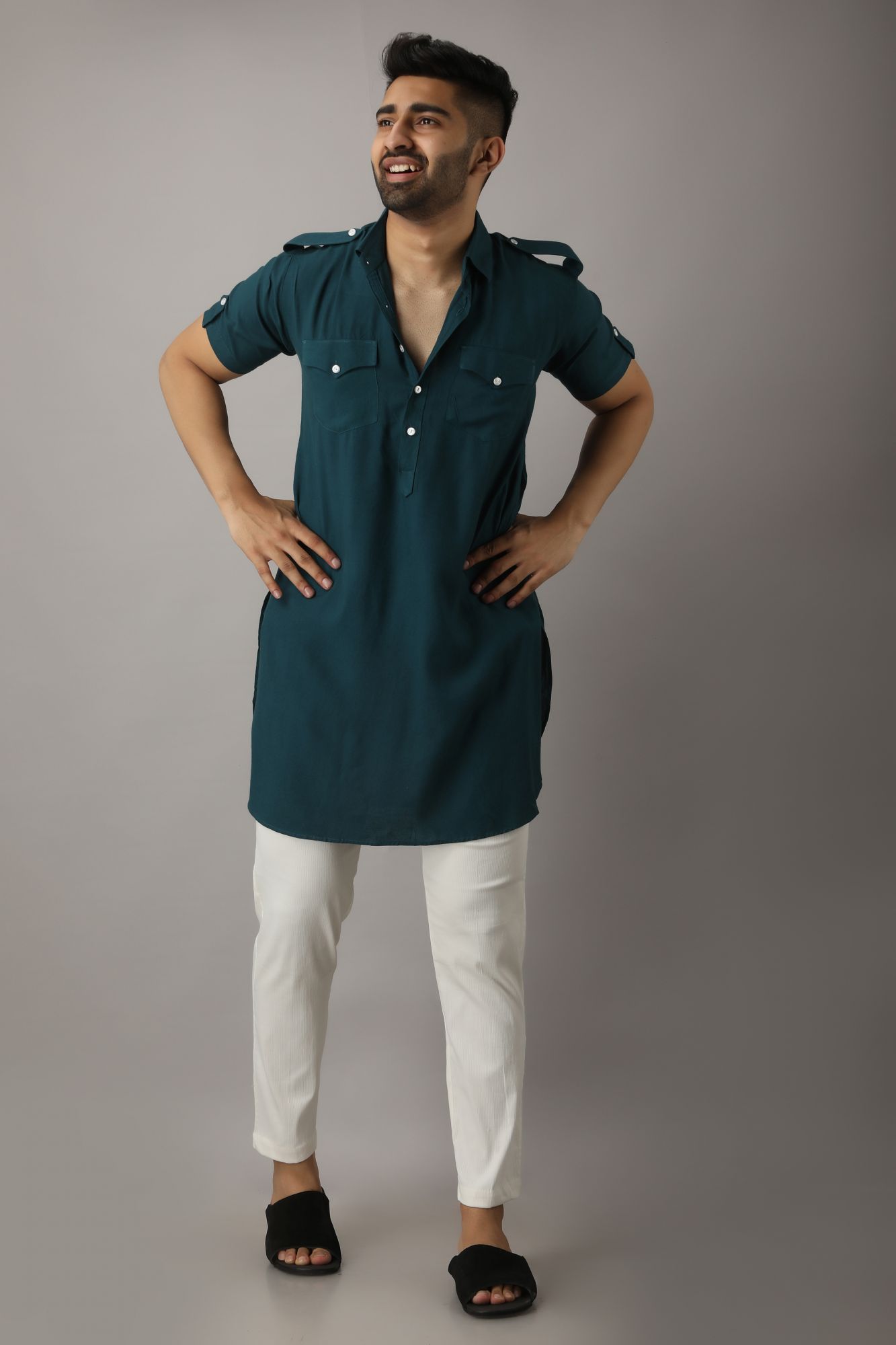 Mens Green Pathani Kurta