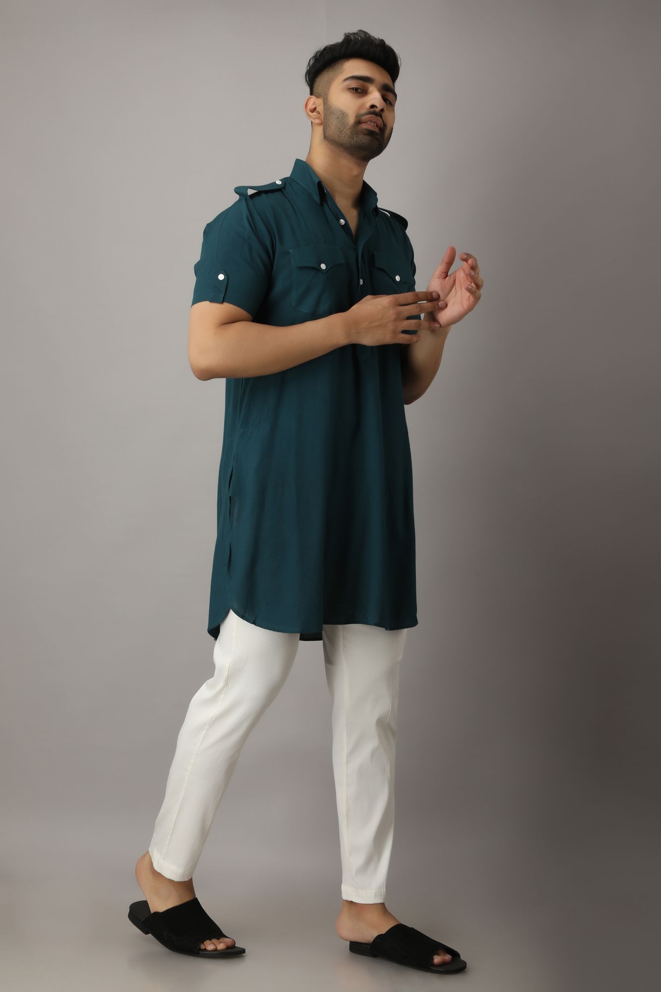 Mens Green Pathani Kurta