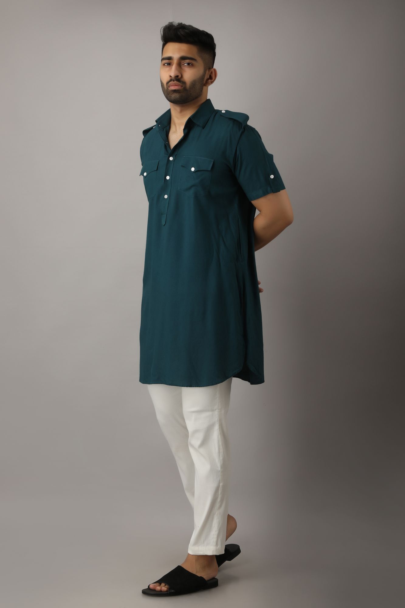 Mens Green Pathani Kurta